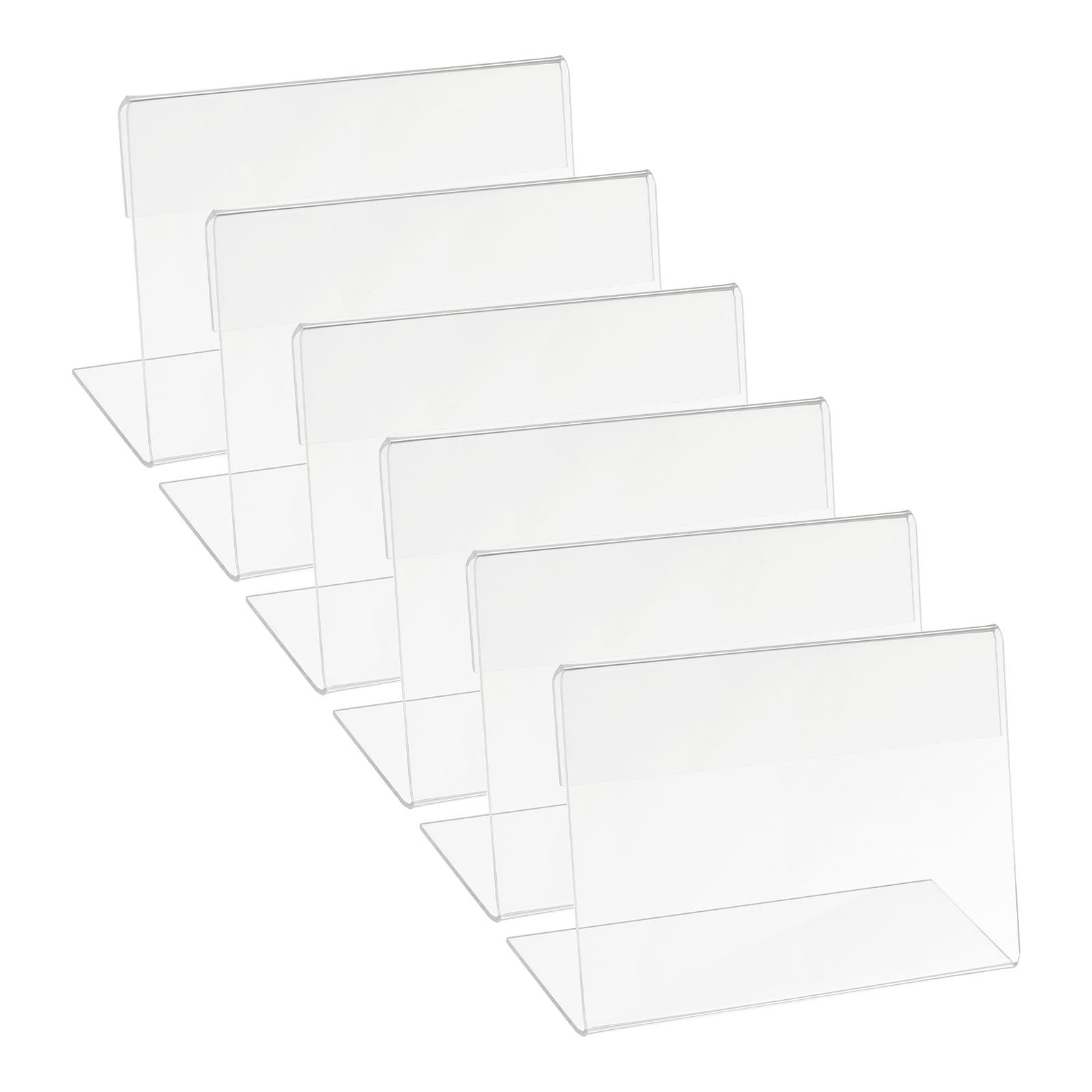 PATIKIL 3x4 Inch Mini Acrylic Sign Holder 8pcs Advertisement Slanted Display Frame with Tape Adhesive for Office Home Store Restaurant Clear