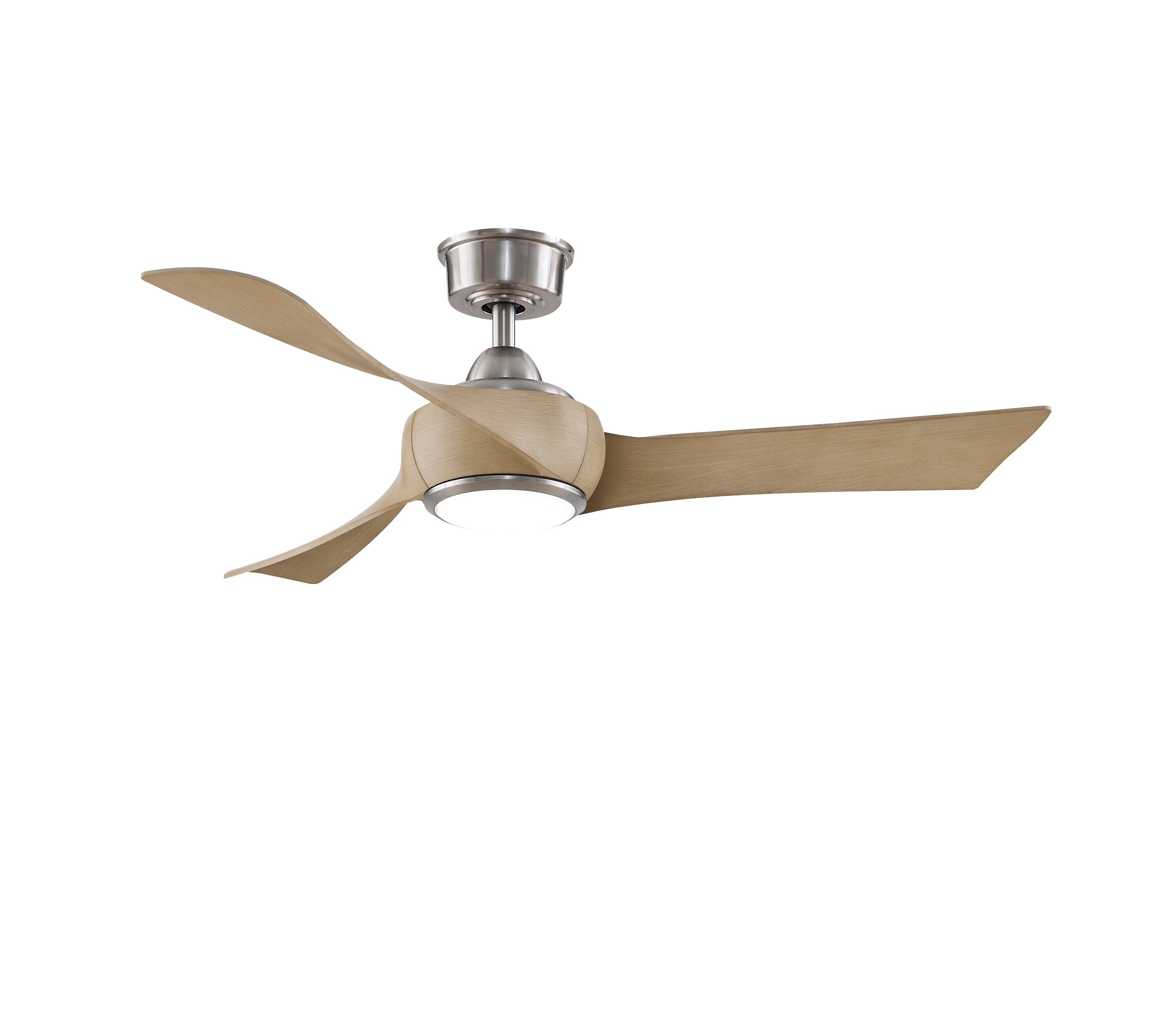 Fanimation FPD8530BN-48N-LK Wrap Custom 48-in Brushed Nickel Color-changing Integrated LED Indoor/Outdoor Smart Ceiling Fan with Light and Remote (3-Blade)