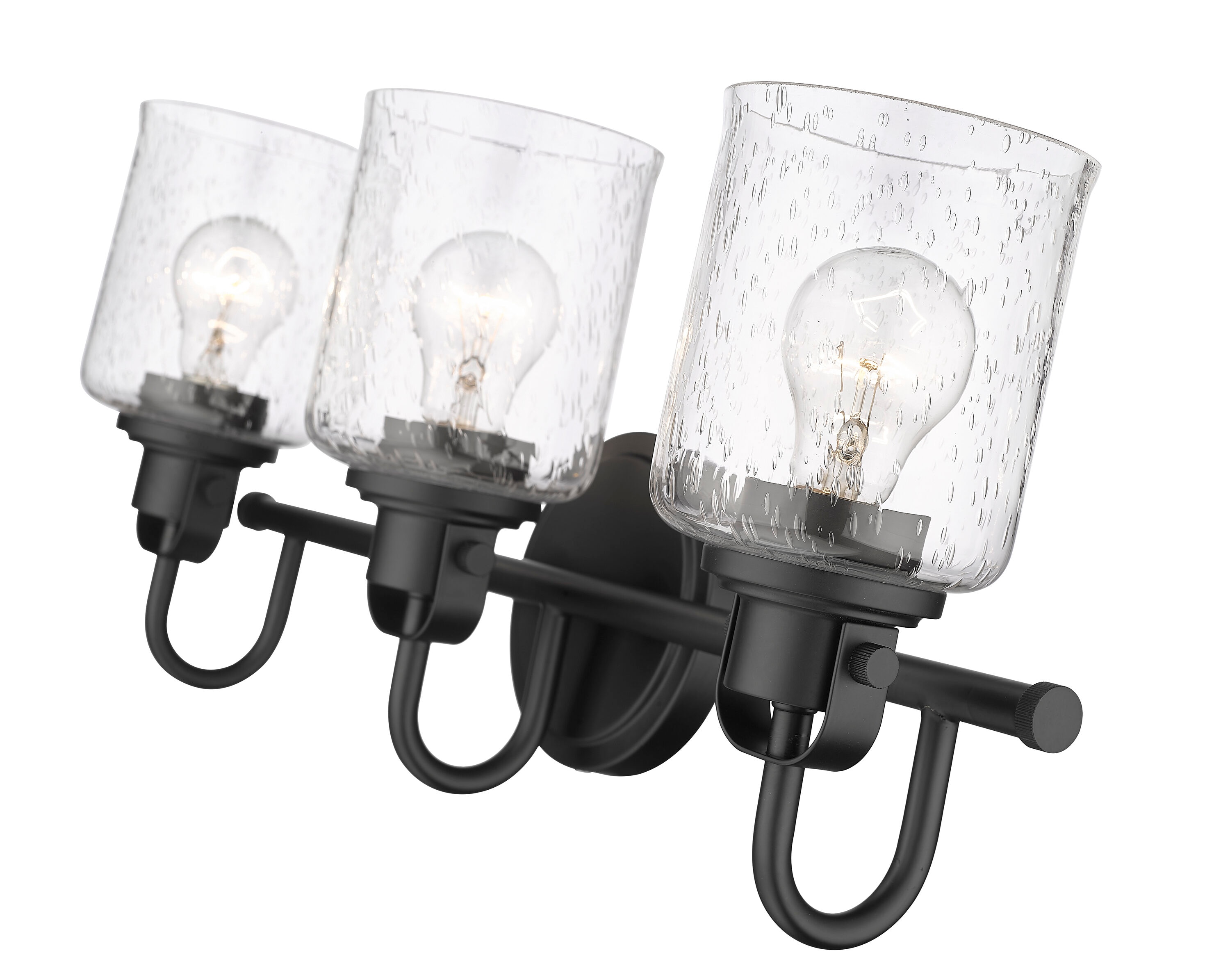 Matte Black Industrial 3-Light Steel Vanity Fixture