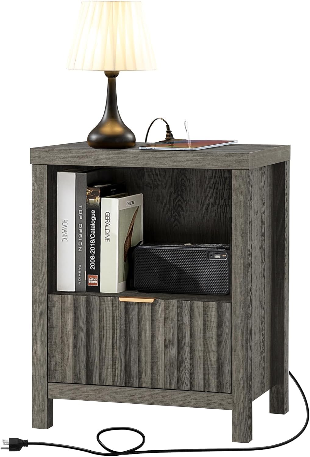 LTMATE LSAFNT0003BK Midnight Oak Nightstand