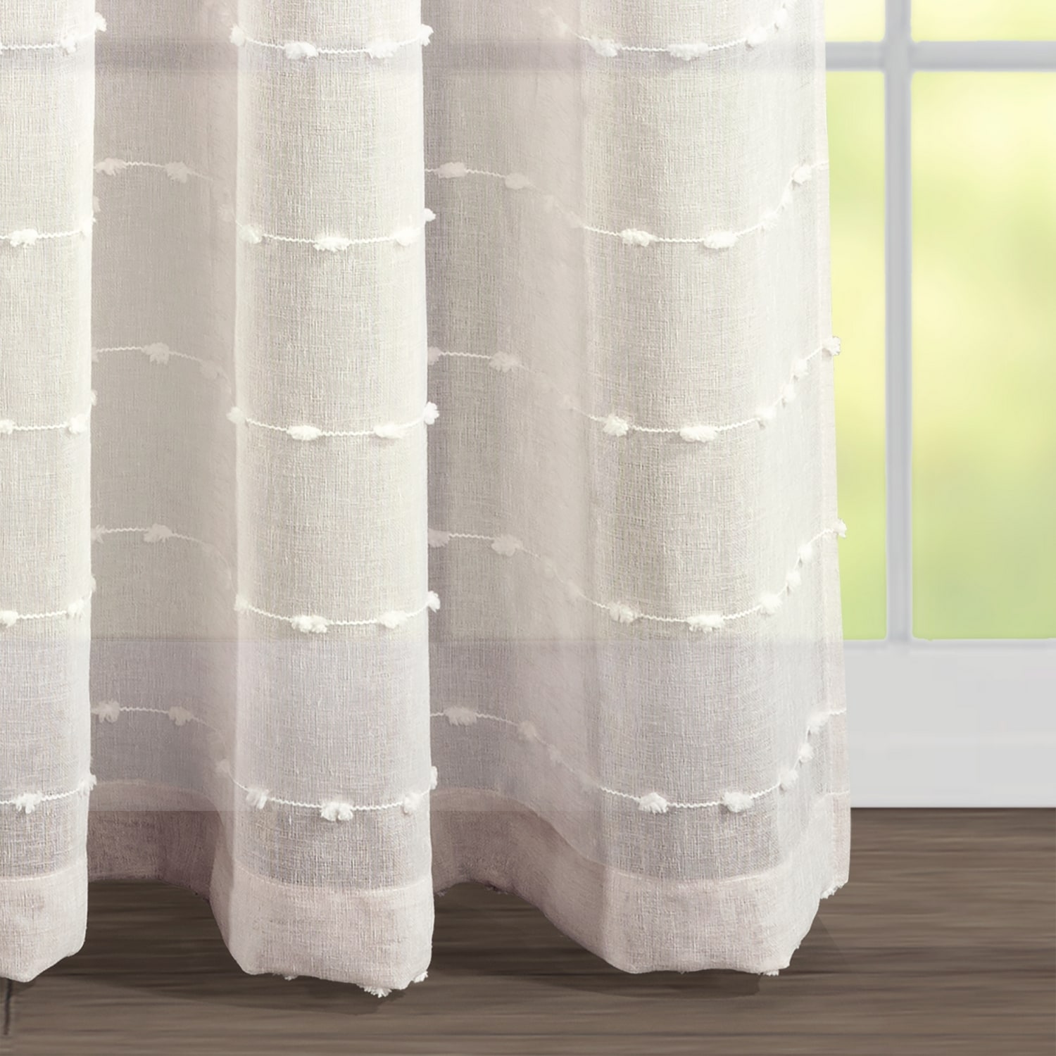 Beige Sheer Polyester Grommet Curtain Panel 115"W x 84"L