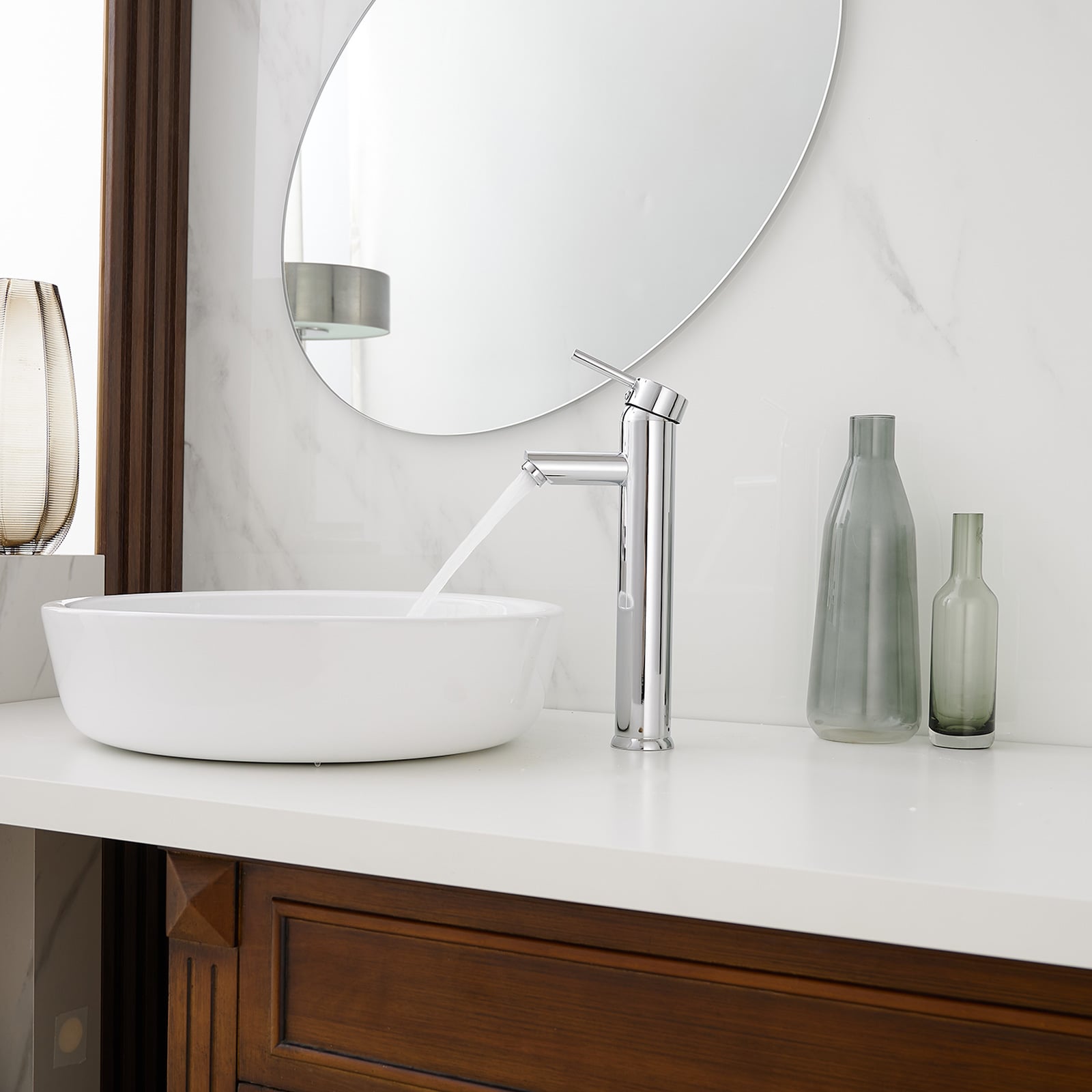 Polished Chrome Single Handle Vessel Sink Faucet