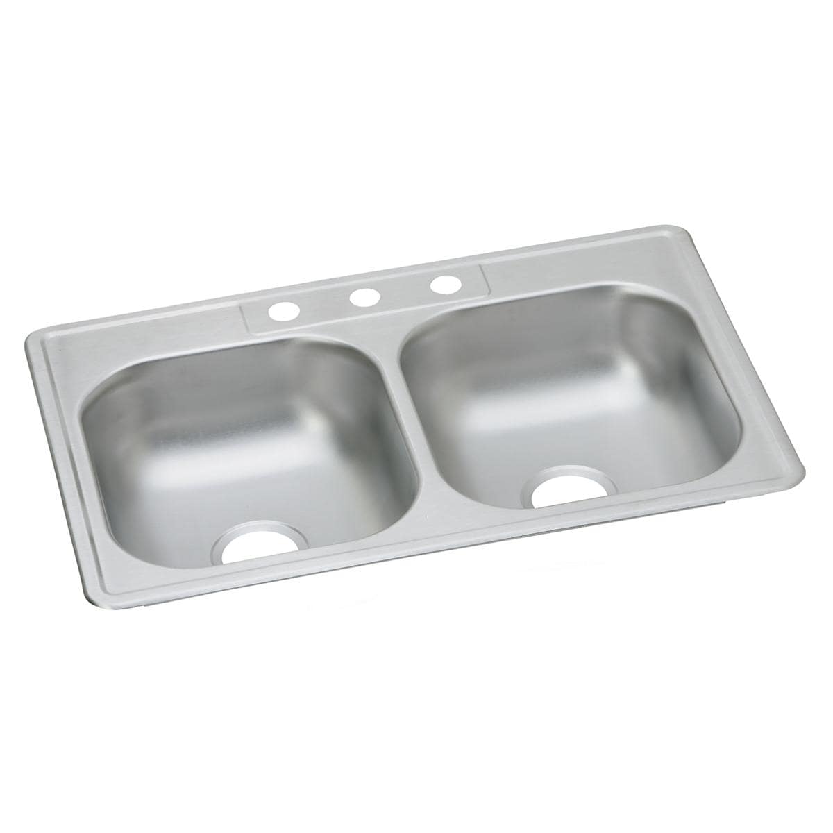 Dayton D233223 Drop-in 33-in x 22-in Stainless steel Double equal bowl 3-Hole 22 -Gauge Kitchen Sink