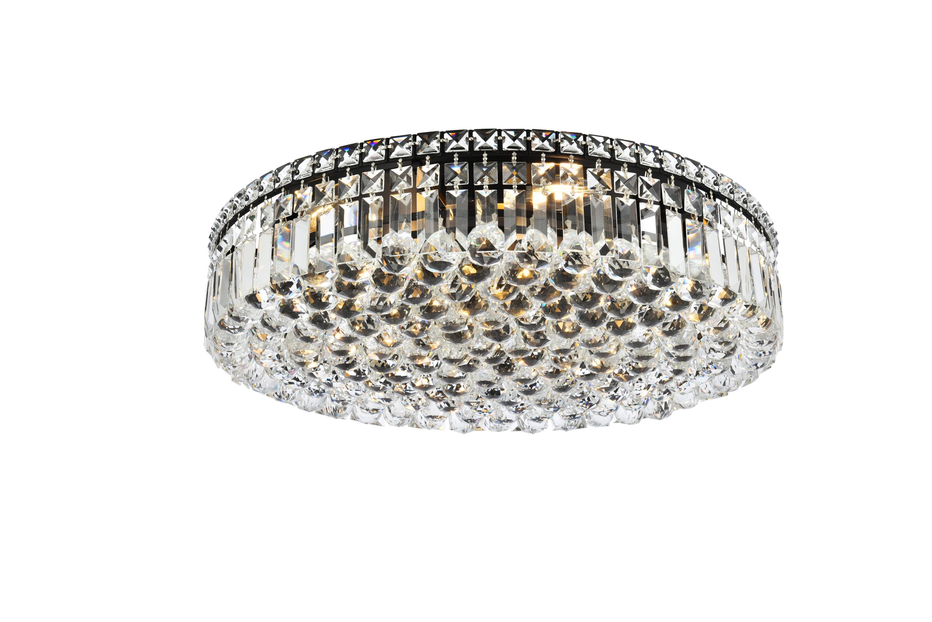 Maxime 16" Matte Black and Clear Crystal Flush Mount Light