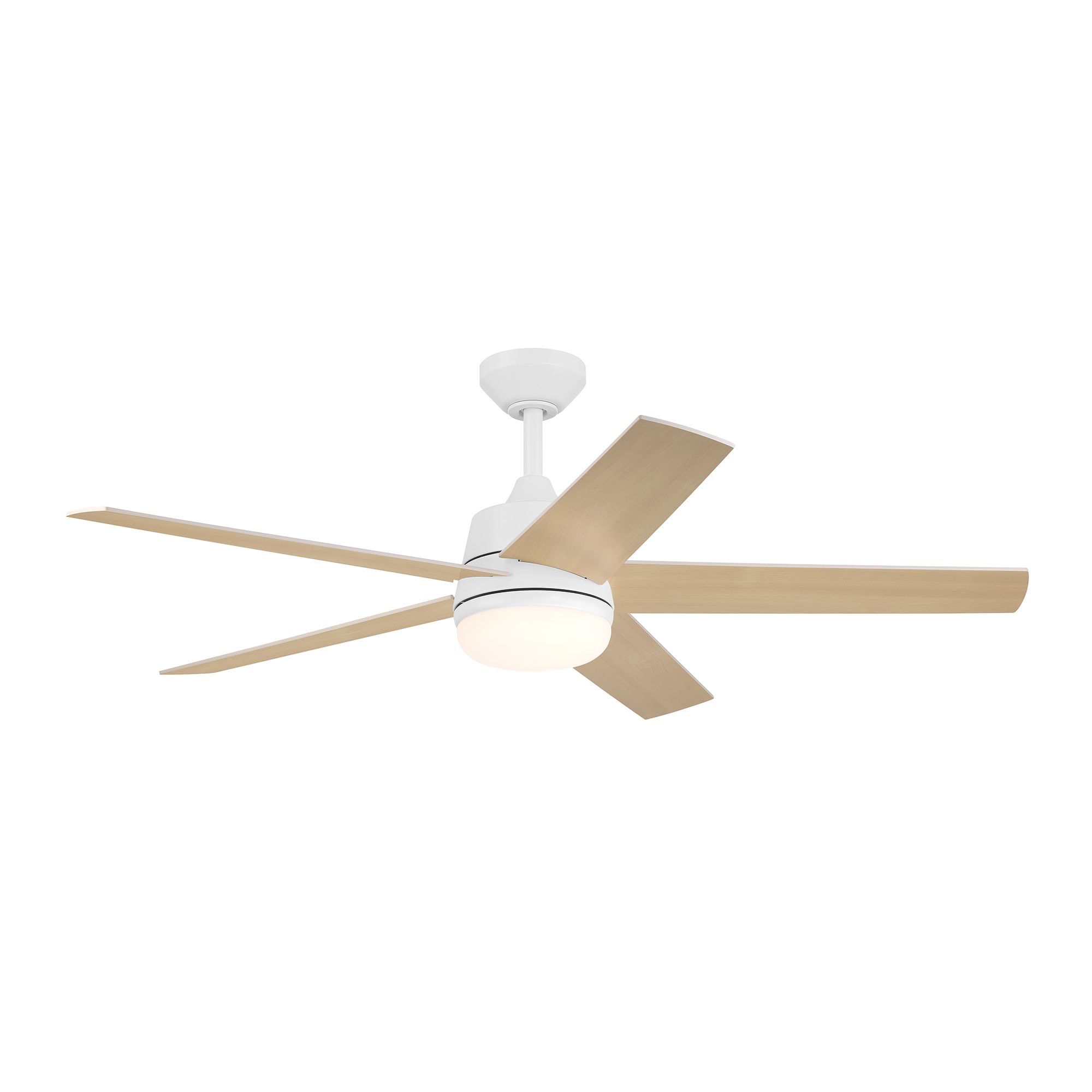 Designers Fountain Astrea 52-in Matte White Color-changing Integrated LED Indoor/Outdoor Flush Mount Smart Ceiling Fan with Light and Remote (5-Blade) FS-ATR52RGB-MW Sansujyuku sansujyuku.com