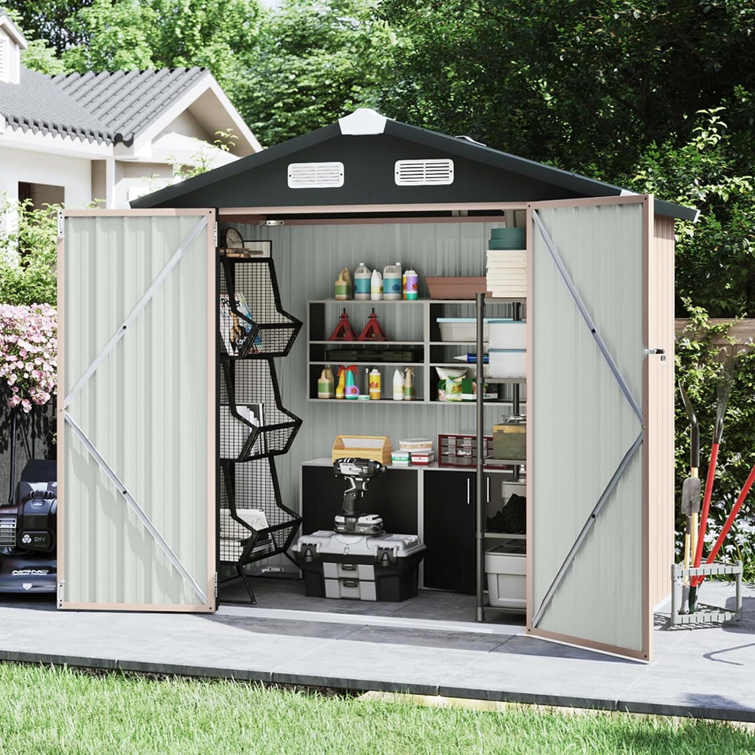 AOXUN G37010 4-ft x 6.2-ft Economy Series Galvanized steel Storage Shed