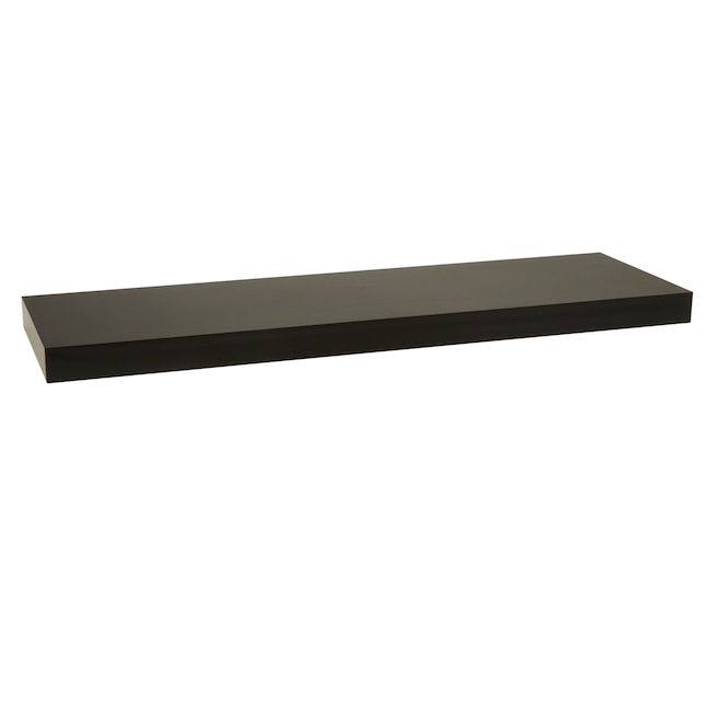 Home Basics Black Wood Floating Shelf 30 In L X 9 25 D The Wall Mounted Shelving Department At Com - Home Decorators Floating Shelf Weight Limit