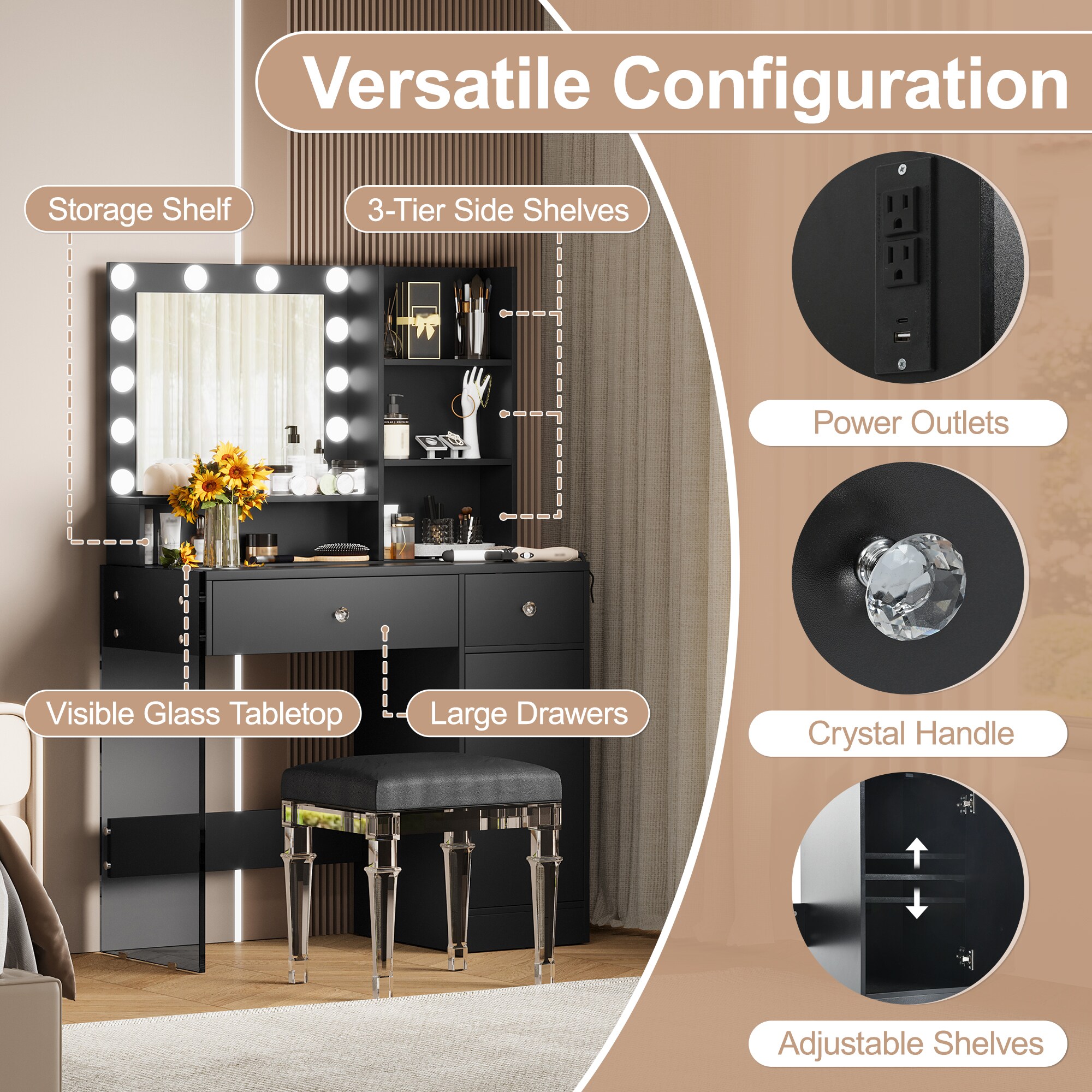 ModernLuxe N704P281506B Bedroom-Vanities - View #3