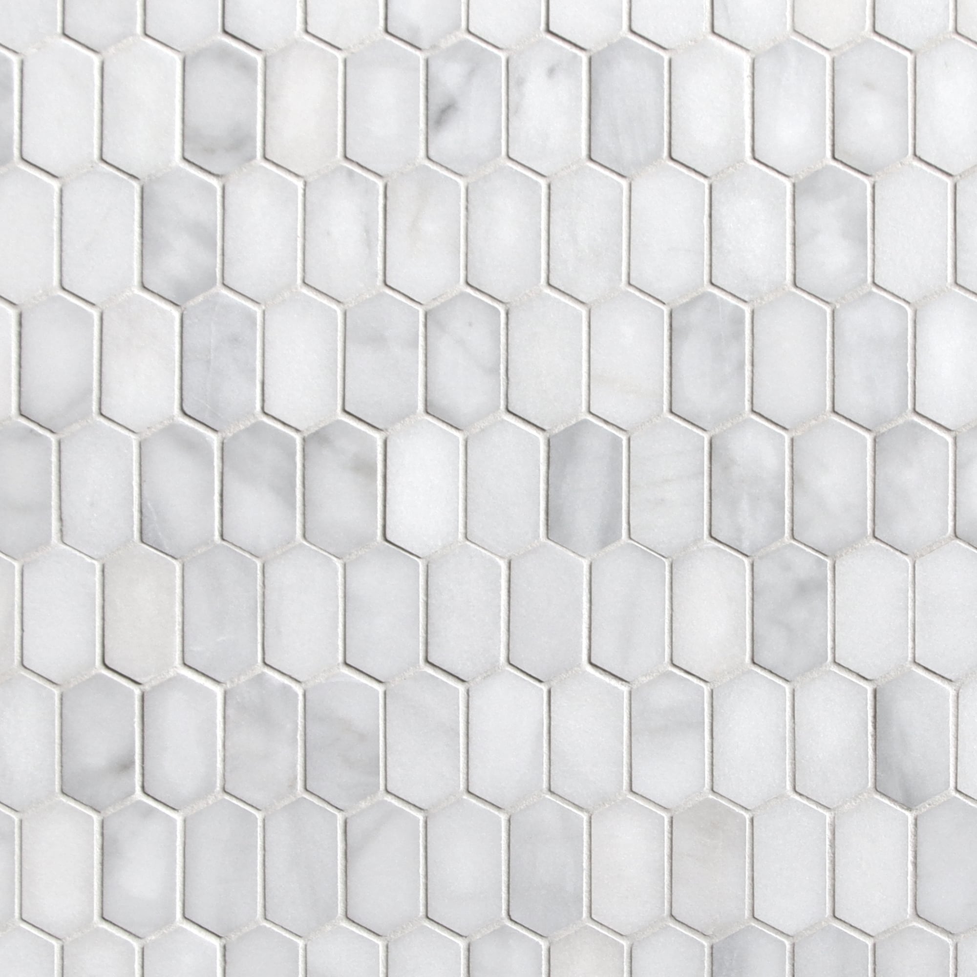 12" x 10" White Carrara Marble Hexagonal Mosaic Tile