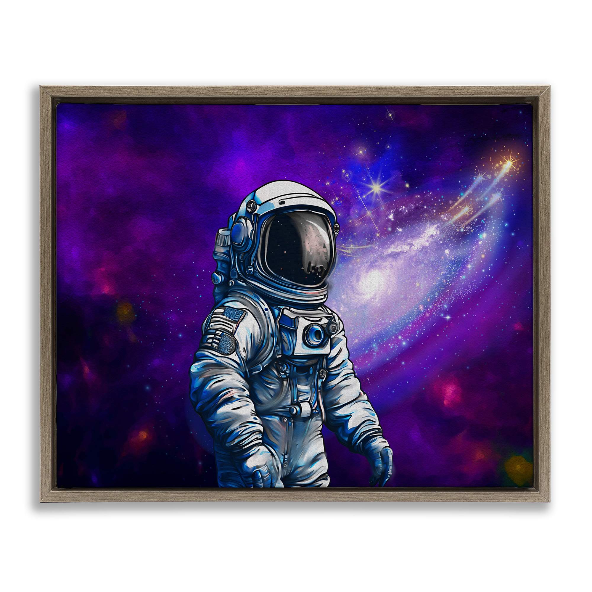 Stupell Industries BS-060-FFE-24X30 Astronaut with Swirling Galaxy Floating Frame design by Jesse Keith