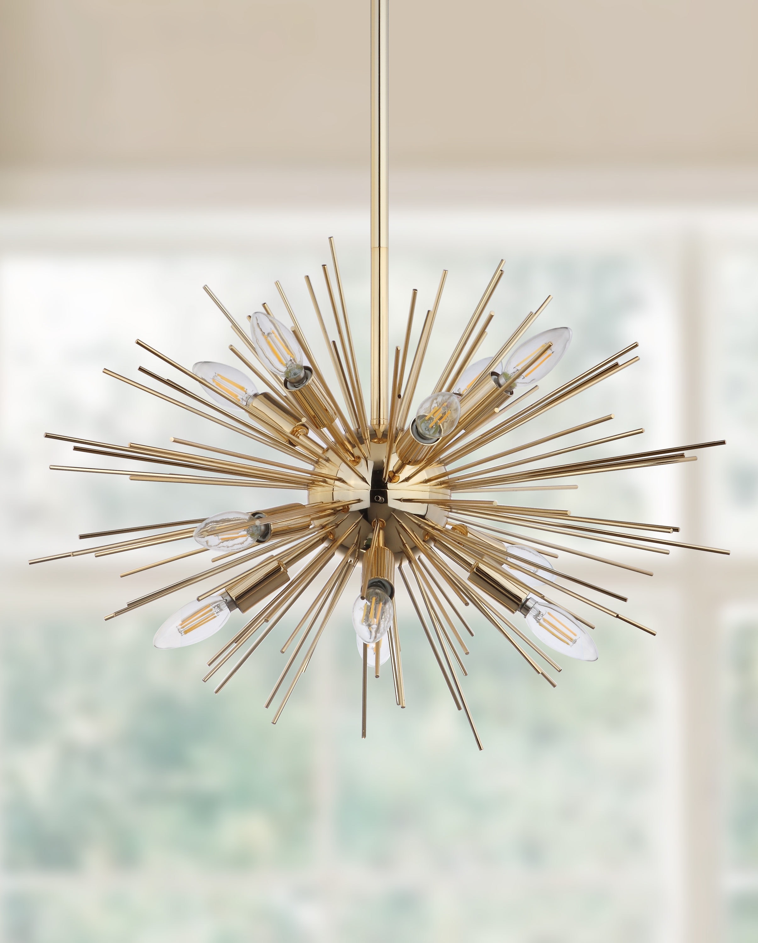 Retro Vibe Gold Sputnik Starburst 24.5" Pendant Light