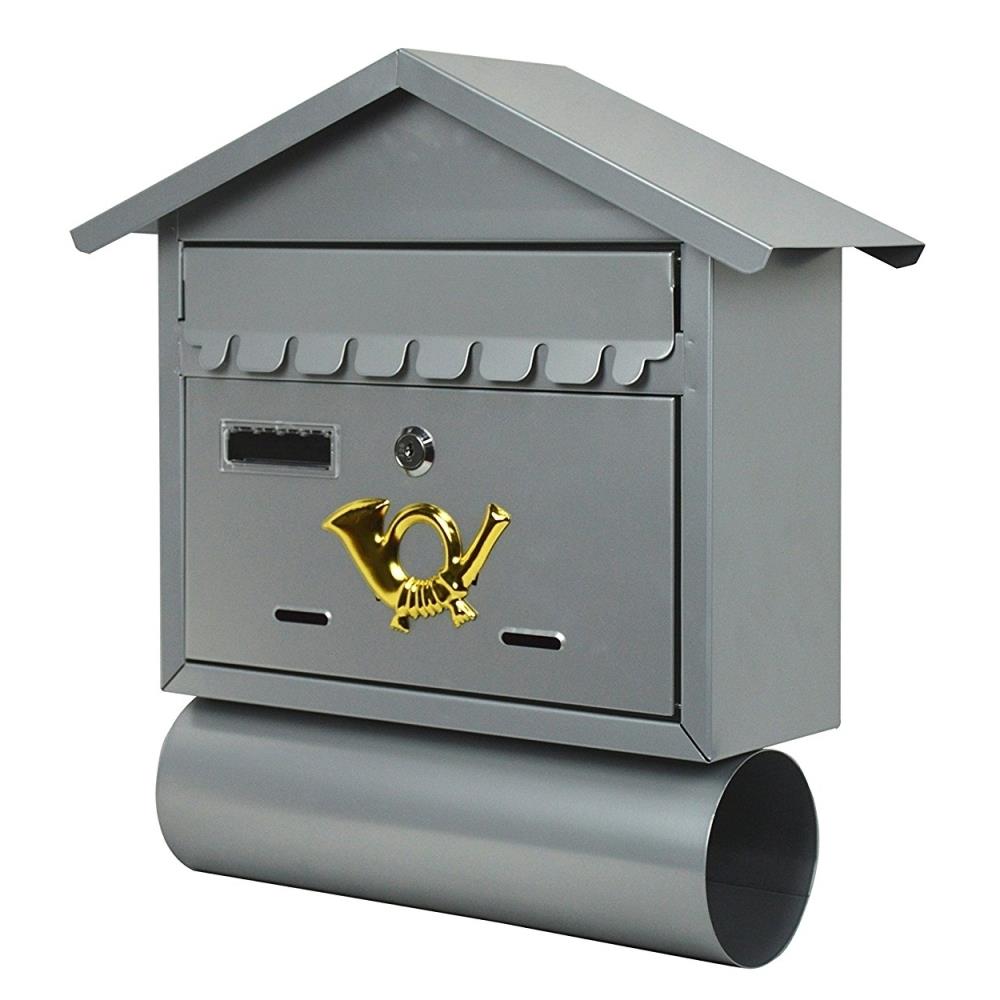 ALEKO ALKO2663 Aleko USMB-02-UNB Wall Mounted Mail Box with Retrieval Door and Newspaper Compartment, Silver