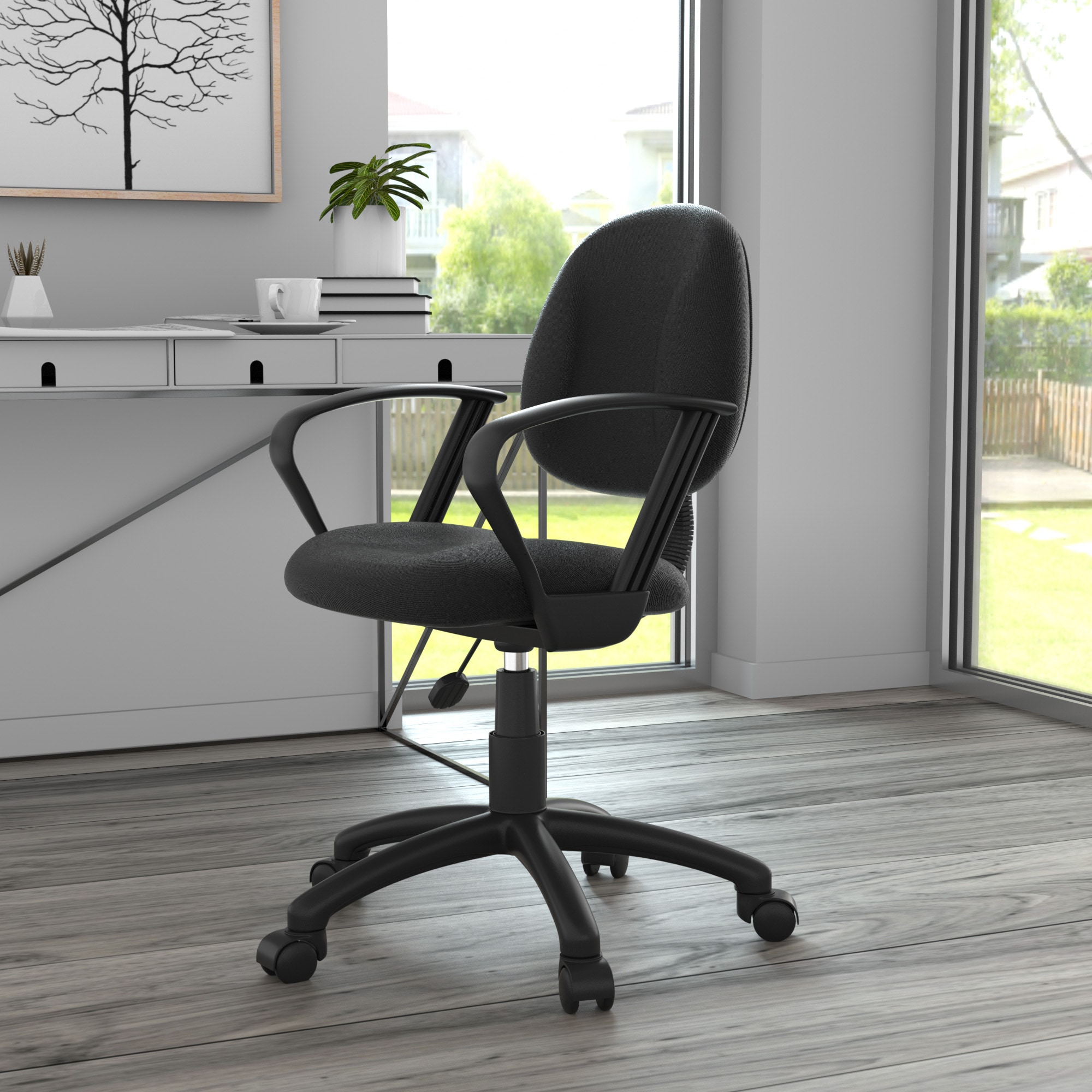 Deluxe Black Fabric Task Chair with Pneumatic Lift and Lumbar Support