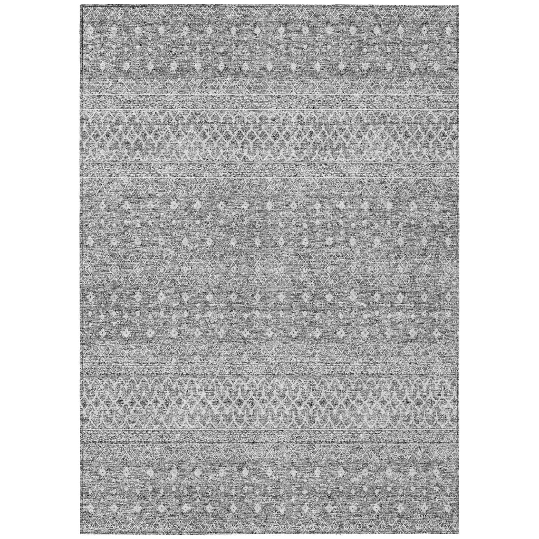 Addison Rugs ACN709SV8X10 Chantille ACN709SV 8 x 10 (ft) Polyester Silver Rectangular Indoor/Outdoor Geometric Machine washable Area rug