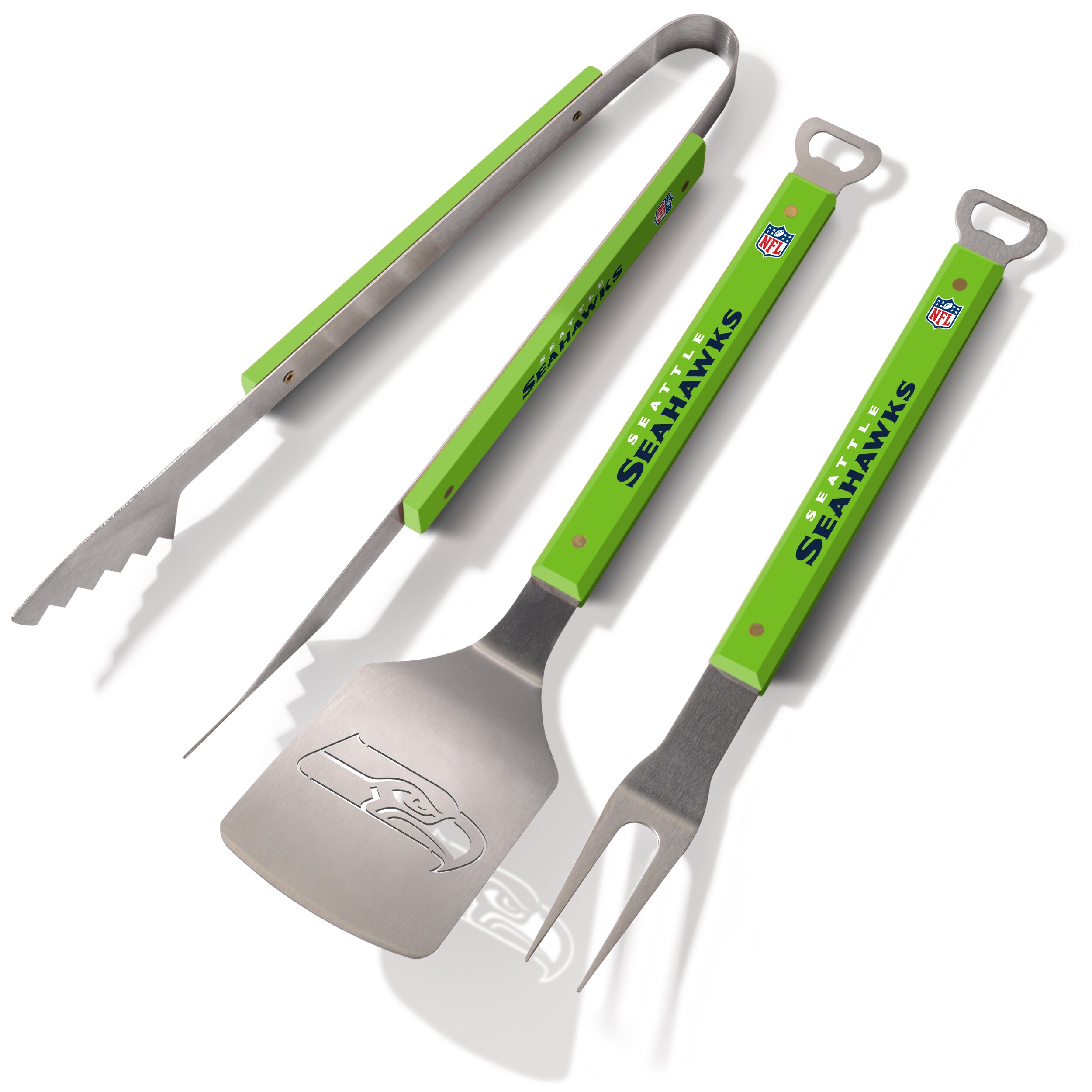 Sportula 9027294 Seattle Seahawks Spirit Series 3-Piece BBQ Set 3 -Piece Stainless steel Tool set