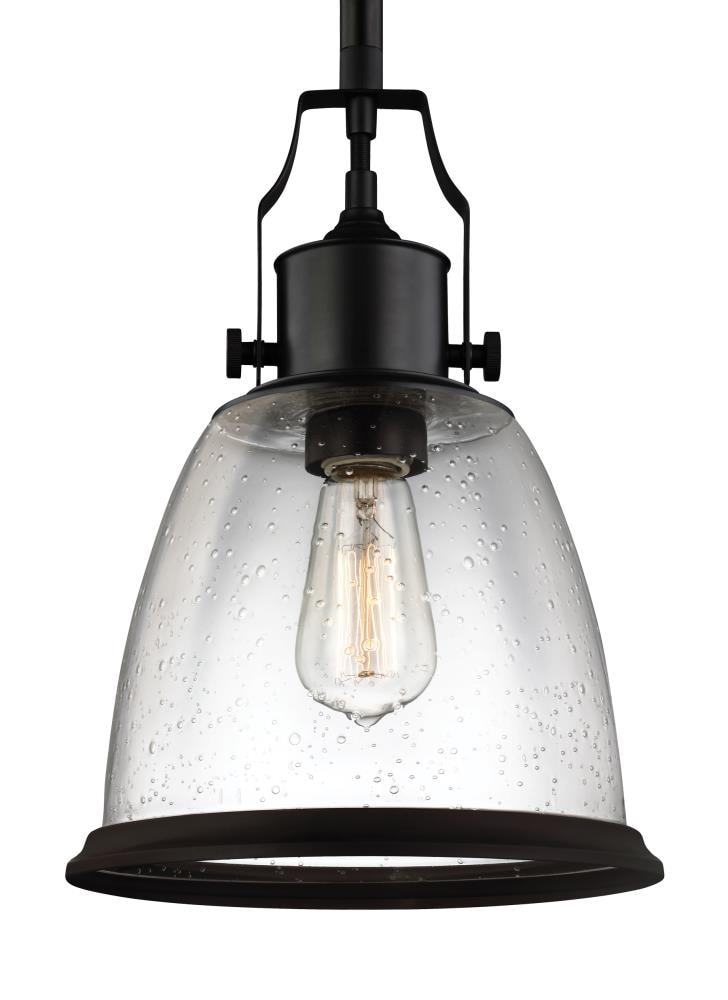 Generation Lighting P1355ORB Hobson Oil Rubbed Bronze Transitional Clear glass Lantern Medium Hanging Pendant light