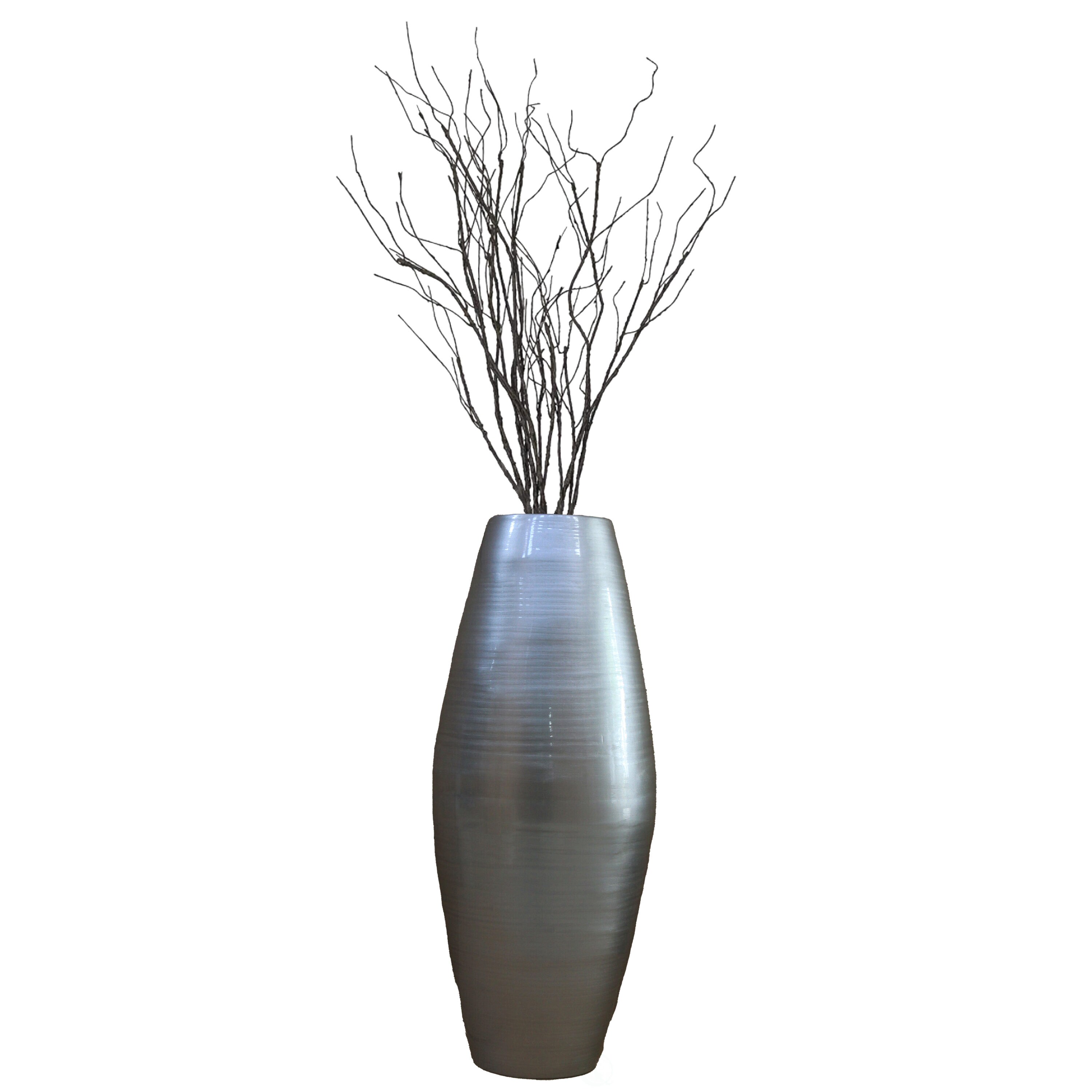 Uniquewise QI003245.SI Silver Wood Modern Vase