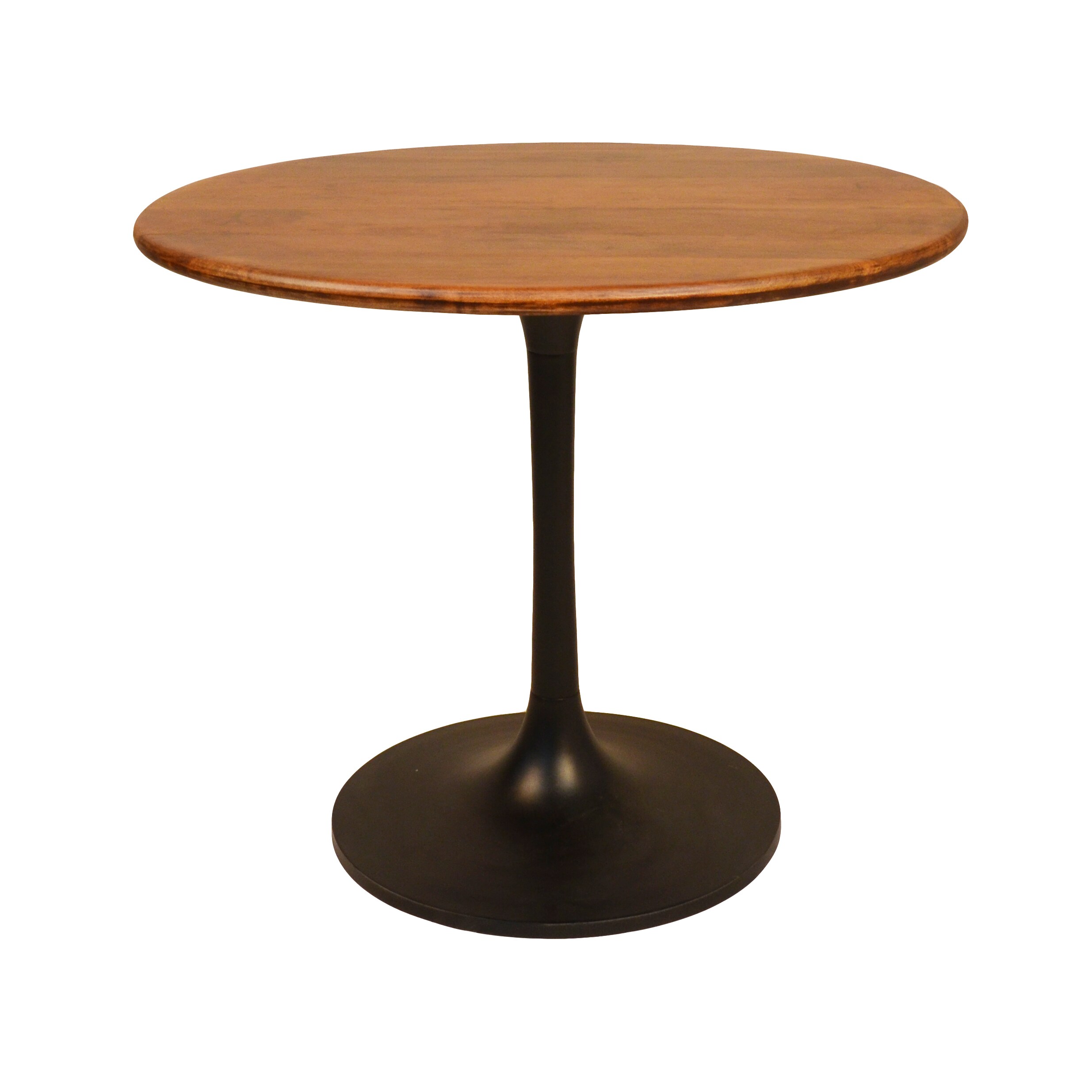Carolina Cottage WT3636T-ELMBLK Elm Round Contemporary/Modern Dining Table, Wood with Cast Aluminum Metal Pedestal Base 36-in L x 29.63-in H