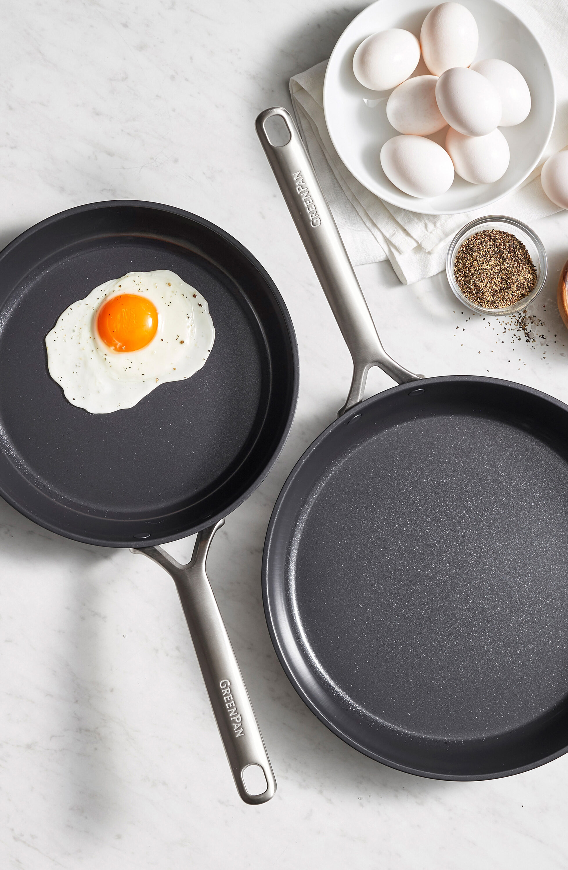 Greenpan 11-Inch Black Ceramic Nonstick Frying Pan Set - Oven Safe ...