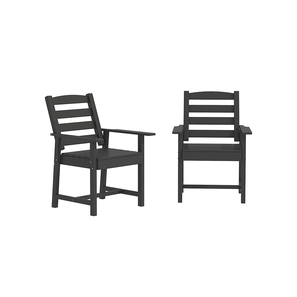 Homsee V-KF510002-02 Premium Black Patio Dining Chair Set - 2-Piece Weatherproof HDPE Outdoor Chairs with 275lb Capacity