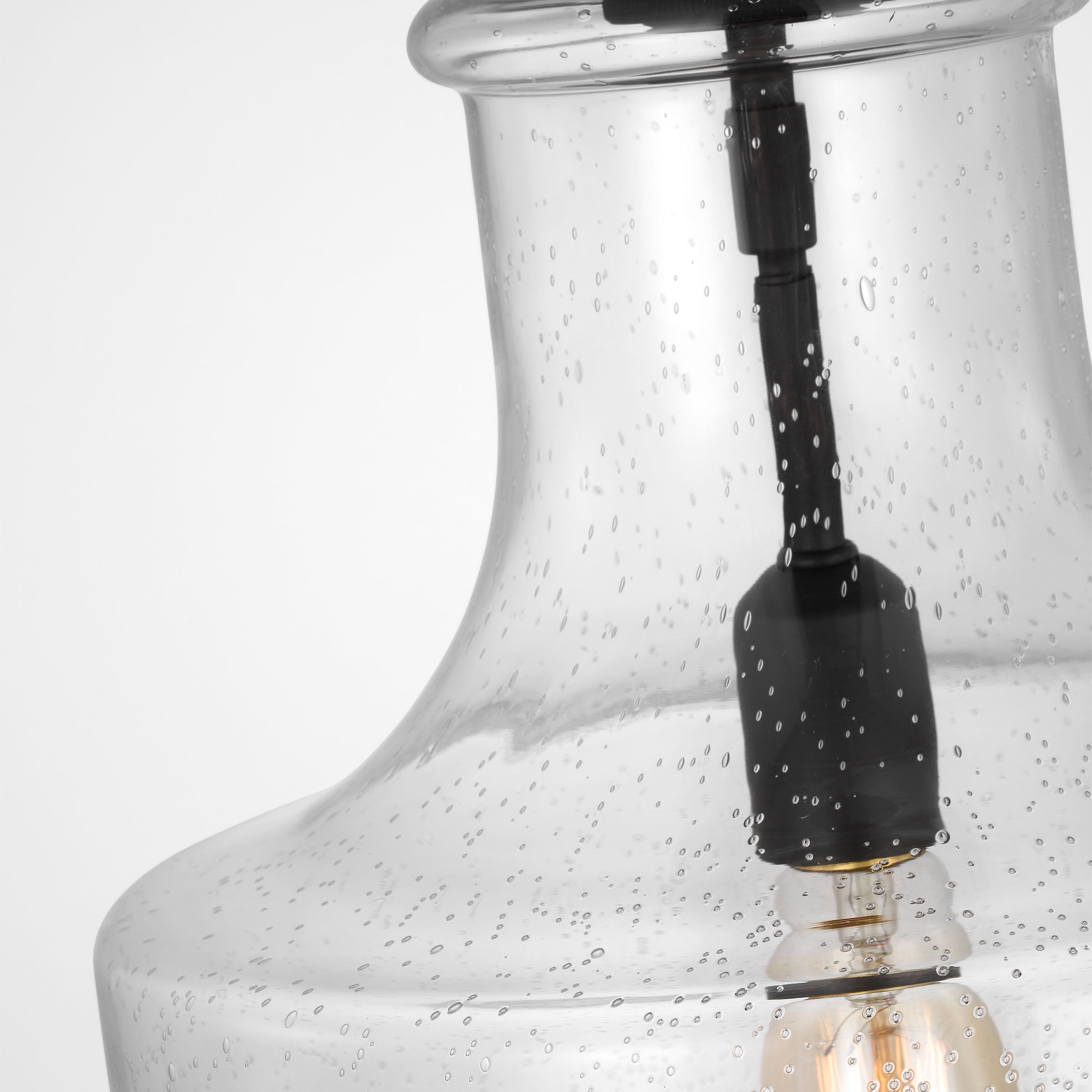 Midnight Black Mini Pendant with Clear Seeded Glass Shade