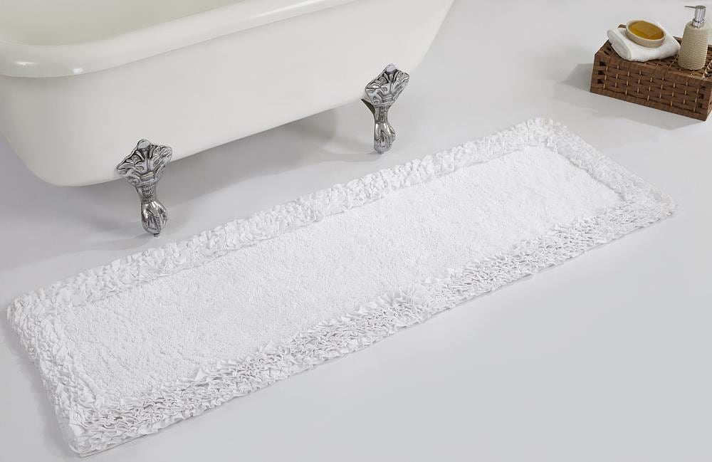 Better Trends BARR2060WH Shaggy Border Bath Rug 60-Inches x 20-Inches White Cotton Bath rug