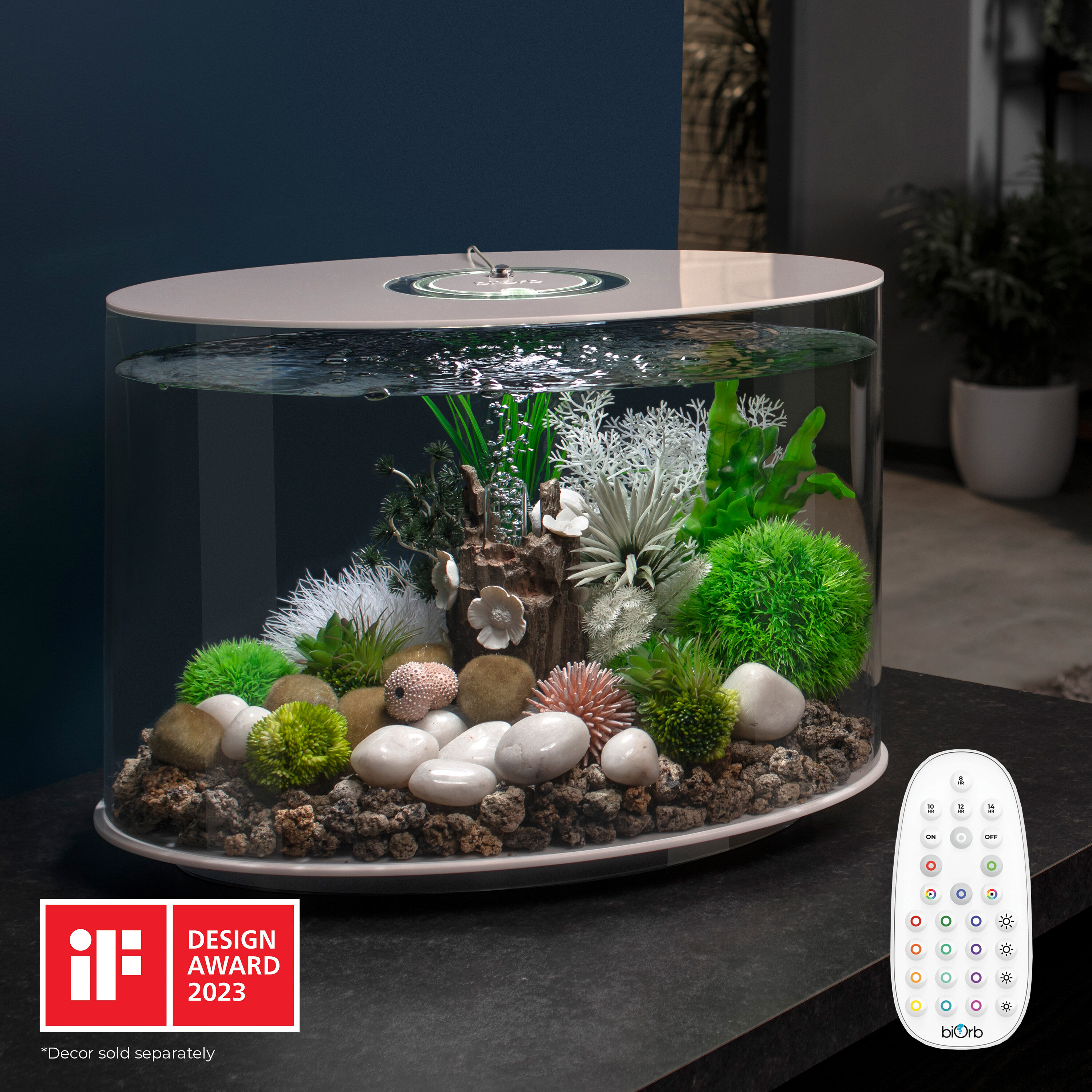 White Acrylic 8-Gallon Desktop Aquarium with LED Lighting