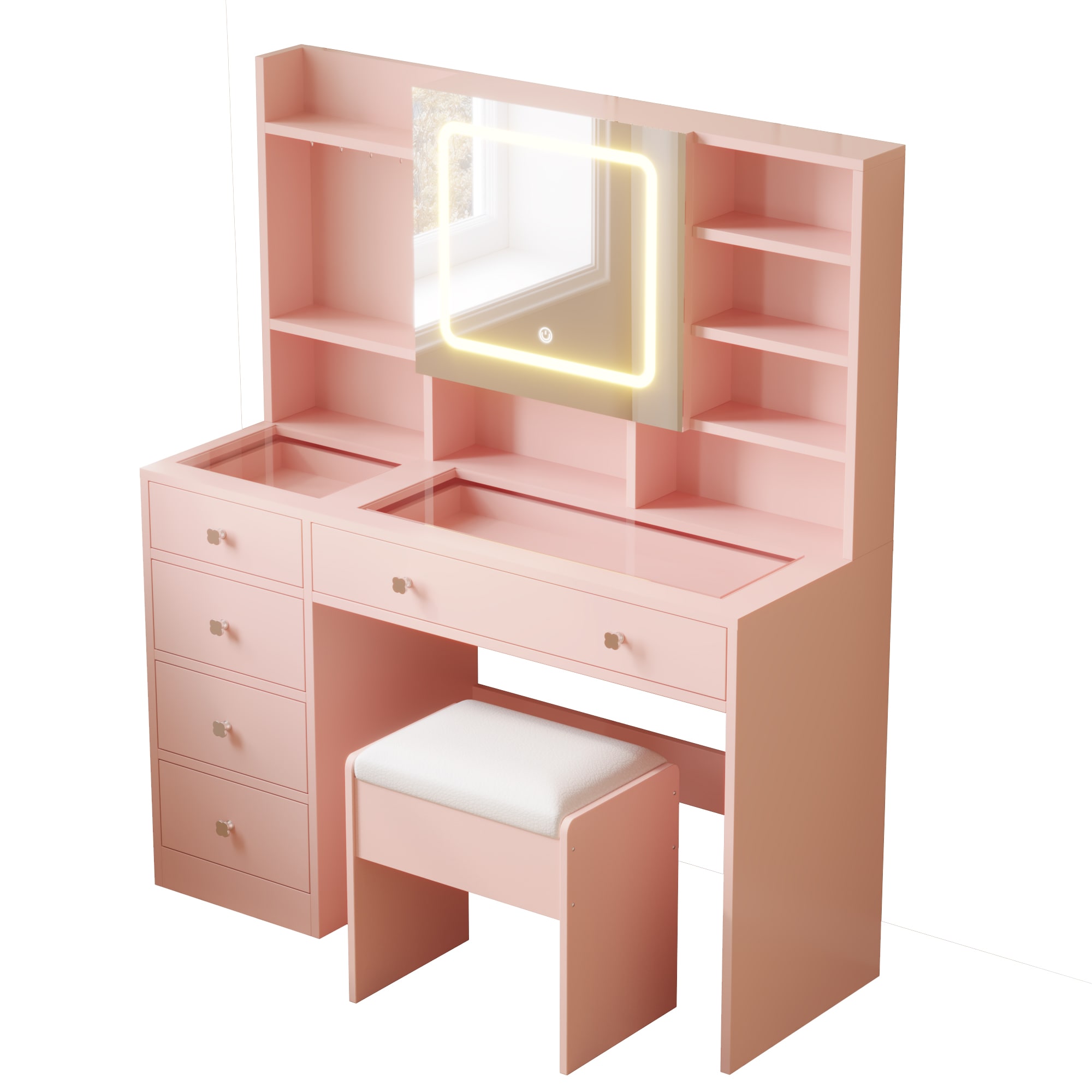 Outopee LO1G52006239 47.2-in Apple Pink Makeup Vanity
