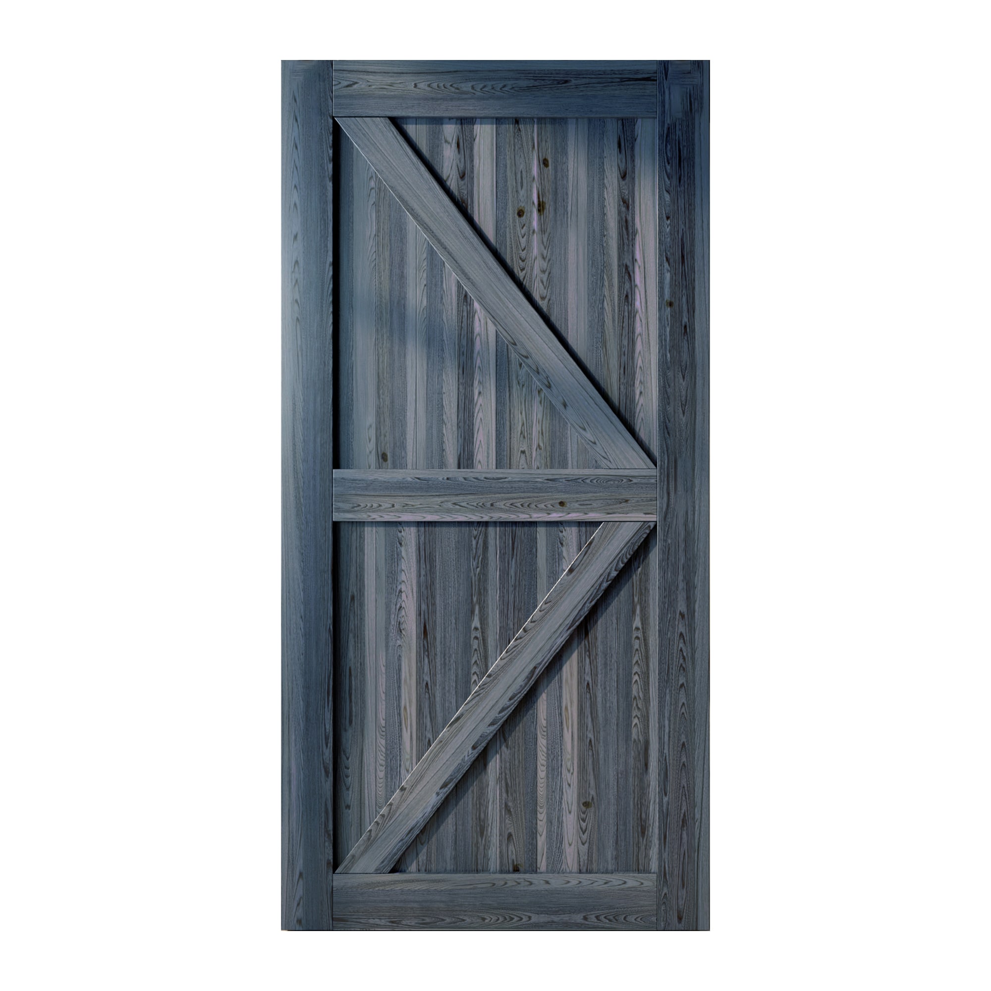 HOMACER 48-in x 84-in Navy K-frame Pine Wood Single Barn Door (Hardware ...