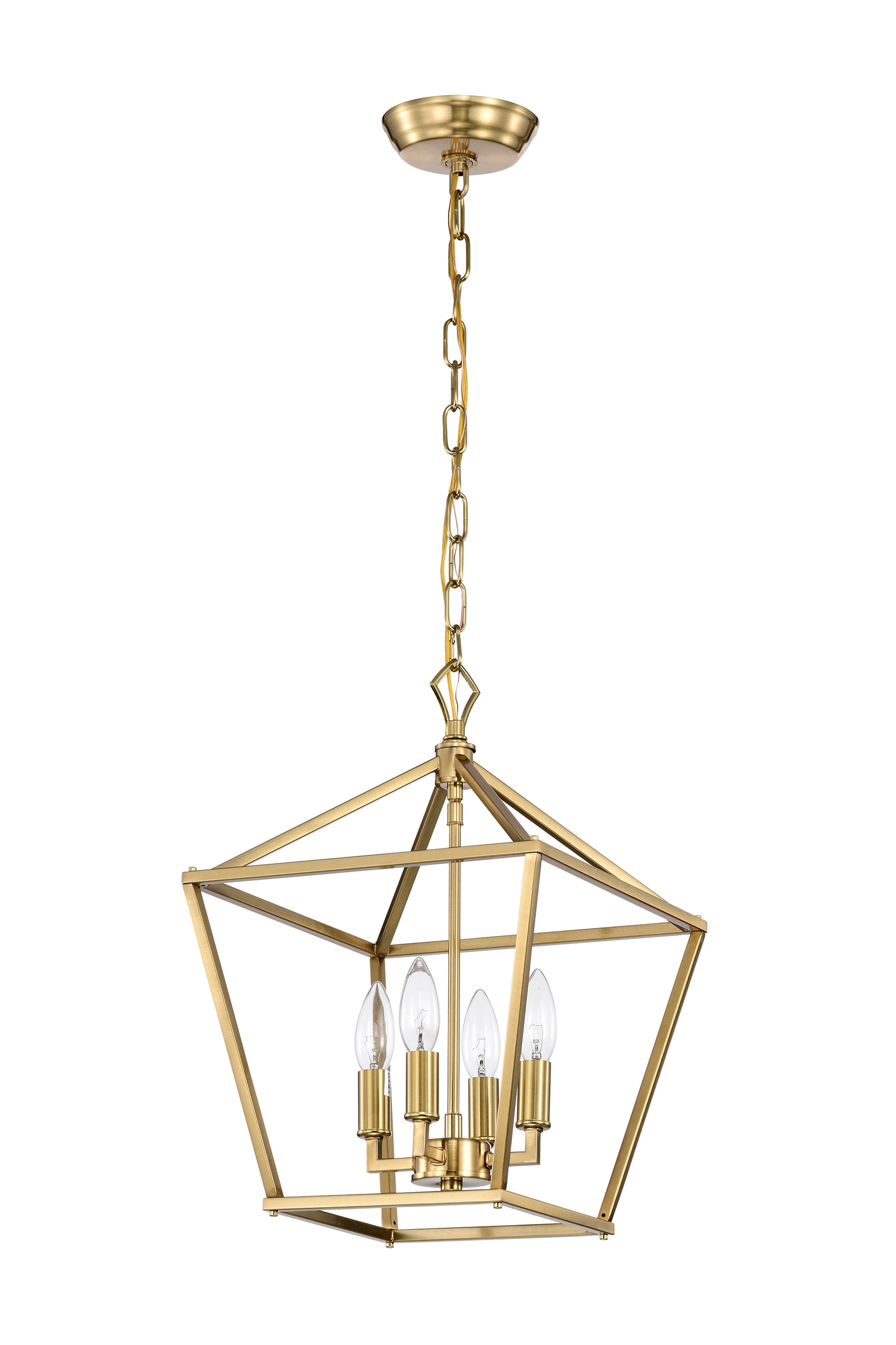 Gold Geometric Lantern Pendant Light with Glass Shades