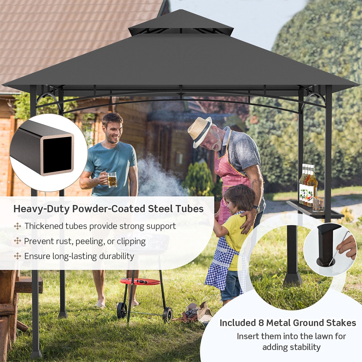 WELLFOR DOZ3672GR Wood-Resin-Gazebos - View #4