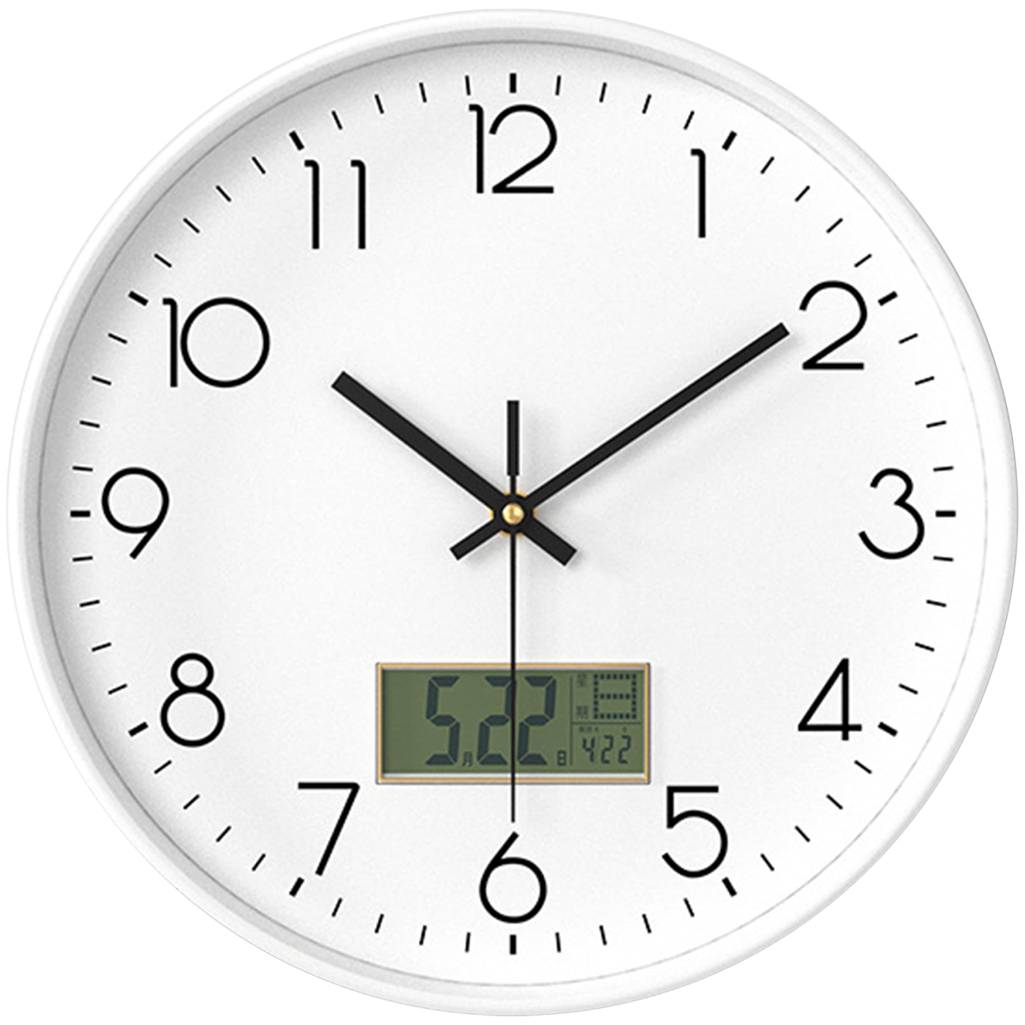 Unique Bargains Wall Clock with Date and Temperature Silent Non Ticking Clocks for Office Home Bathroom Kitchen Bedroom School Living Room 12 Inch White-1