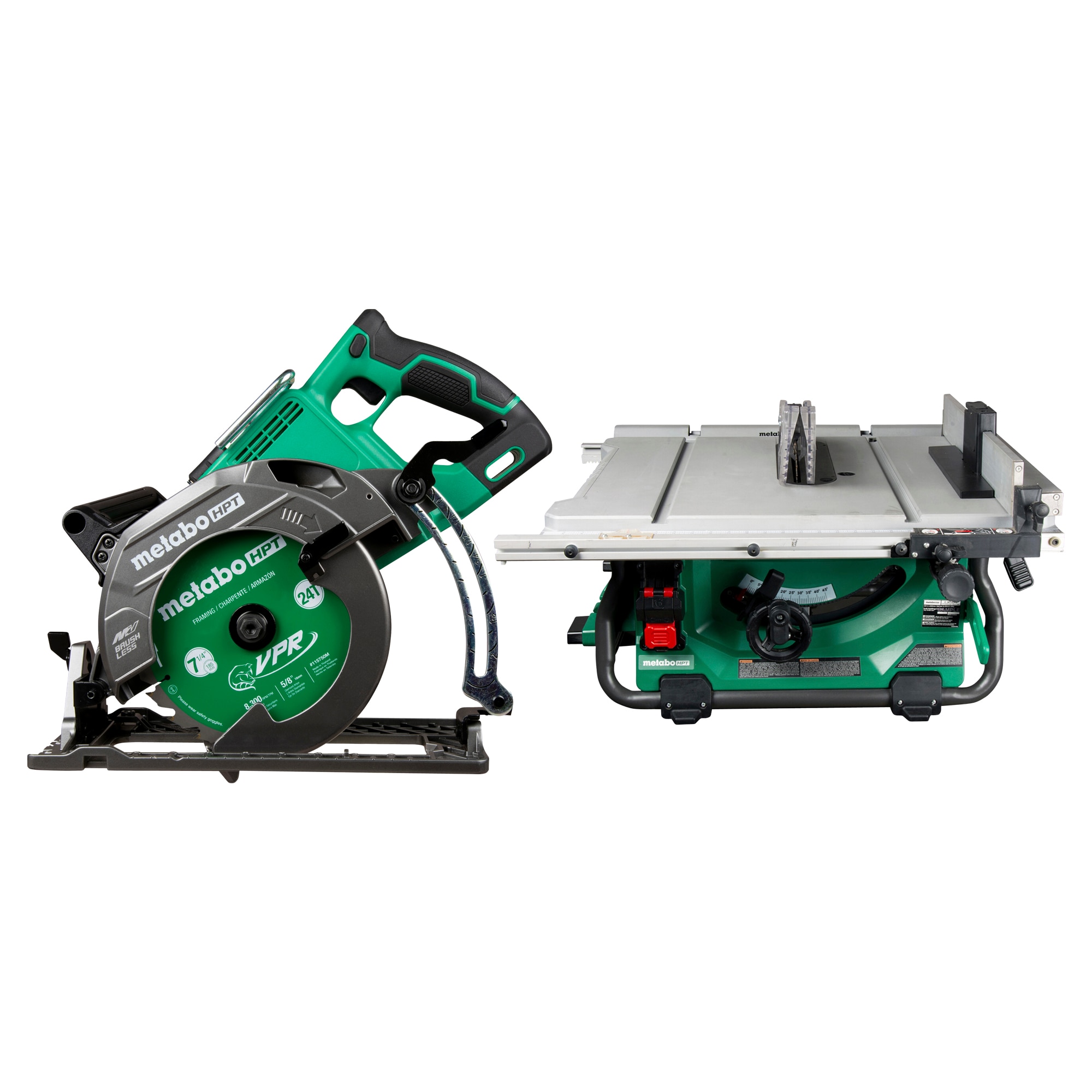 Metabo HPT MultiVolt 36-Volt 7-1/4-in Brushless Cordless Rear Handle Circular Saw with MultiVolt 36-Volt 10-In Carbide-Tipped Blade Portable Cordless
