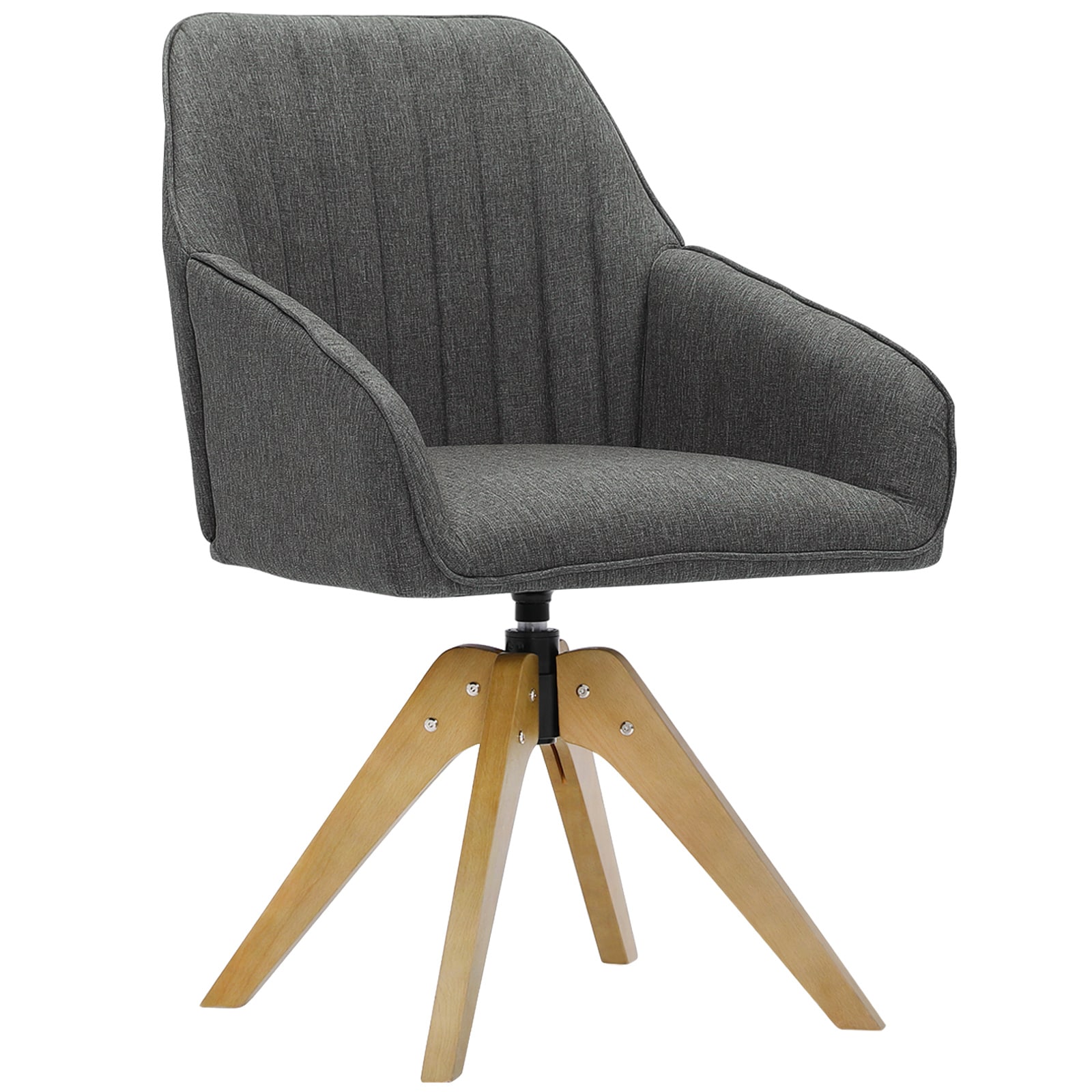 FurniFusion 25.2-in W Modern Gray Velvet Swivel Accent Armchair