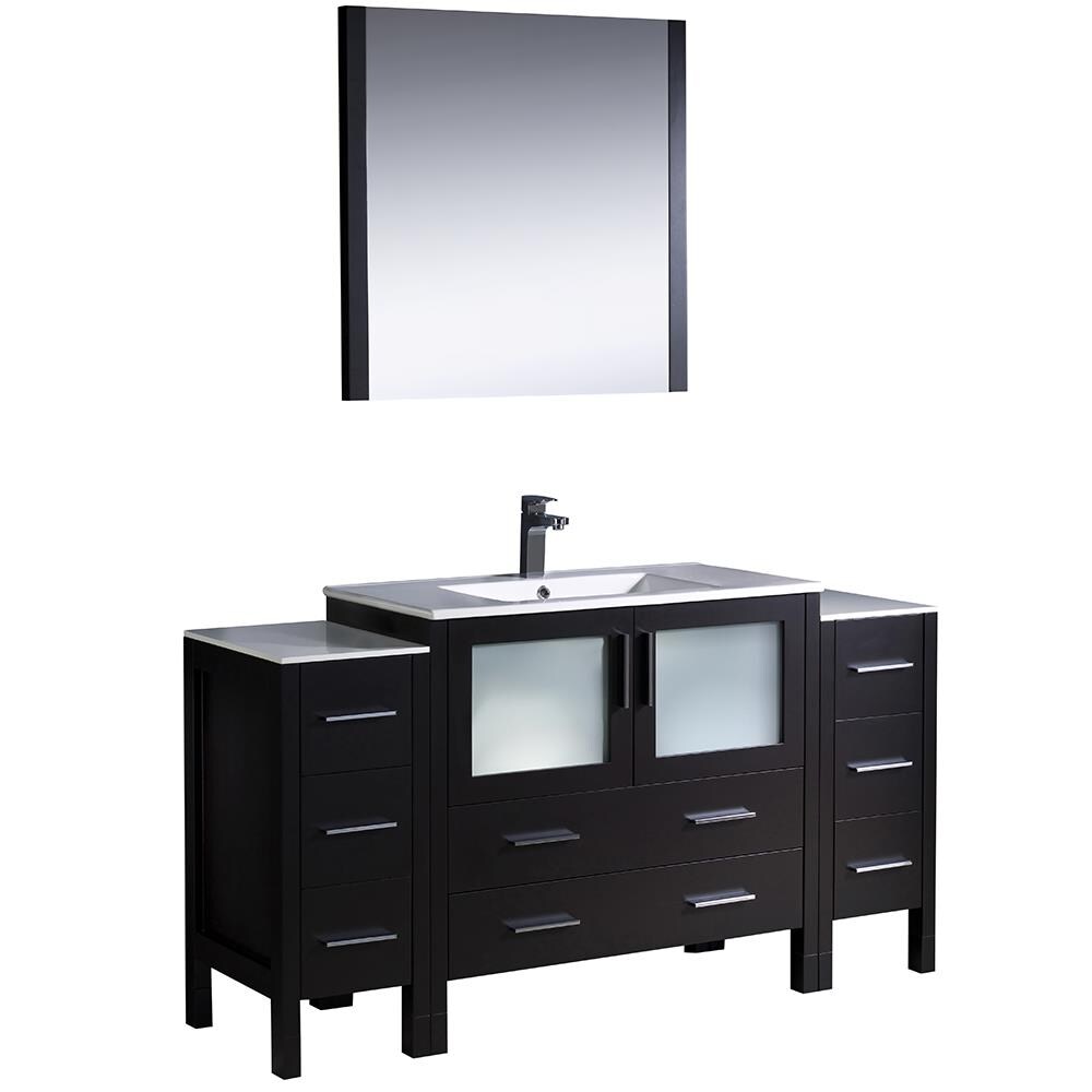 Fresca FVN62-123612ES-UNS Torino 60-in Espresso Single sink Bathroom Vanity with White Ceramic Top (Mirror Included)