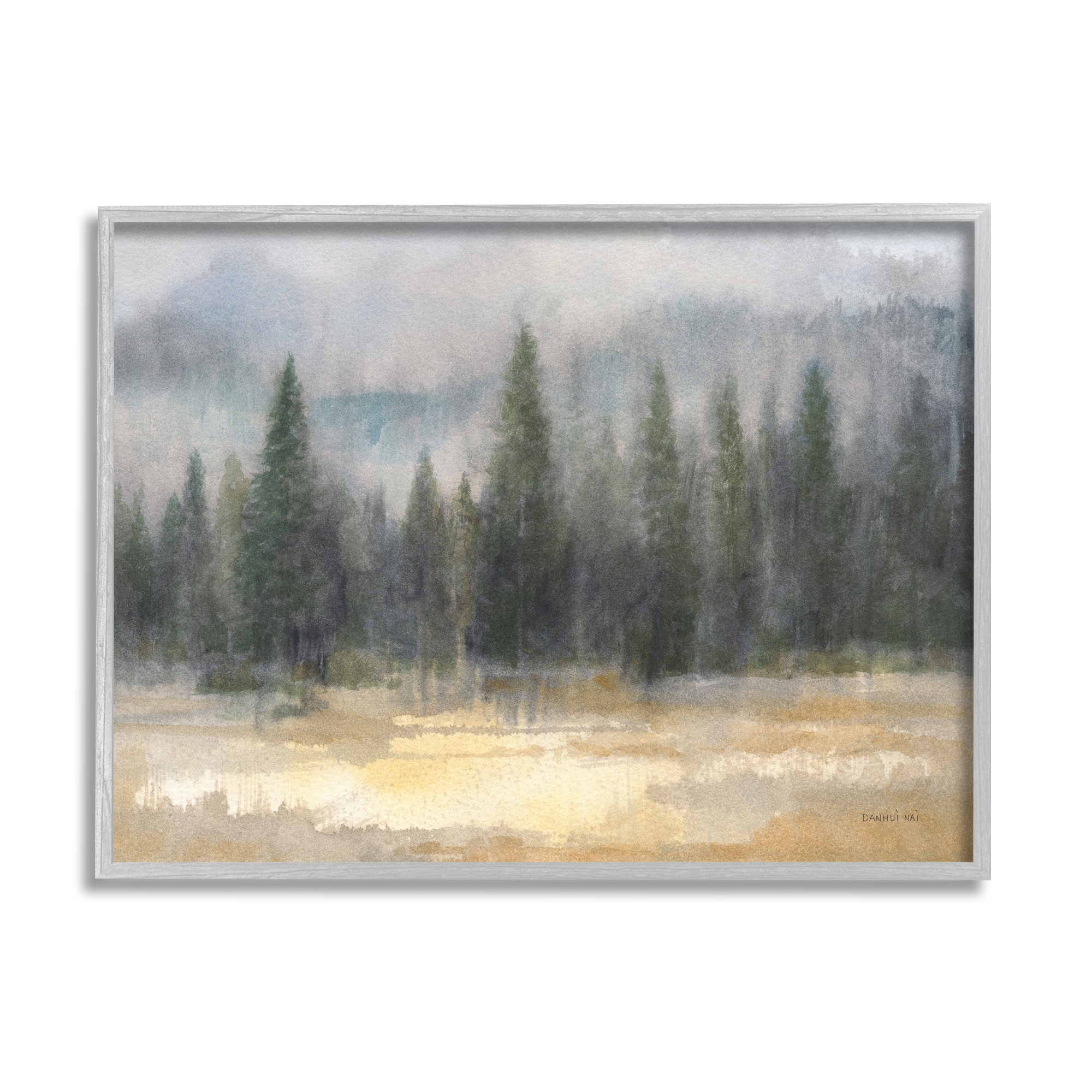 Stupell Industries AF-625-GFF-11X14 Abstract Blurred Pine Tree Forest Landscape Danhui Nai Gray Wood Framed 14-in H x 11-in W Landscape Print on Canvas