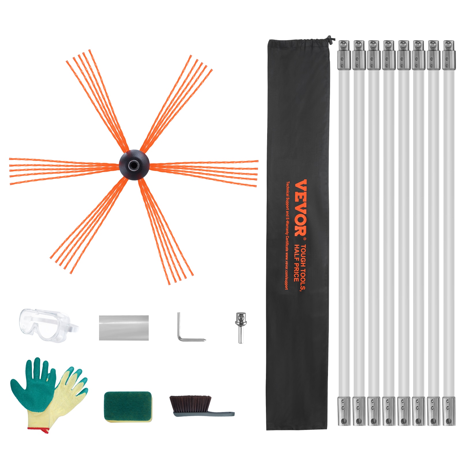 VEVOR YCS26YC1PCS8SK8QRV0 8.7-Inches Rectangular Polypropylene Chimney Brush