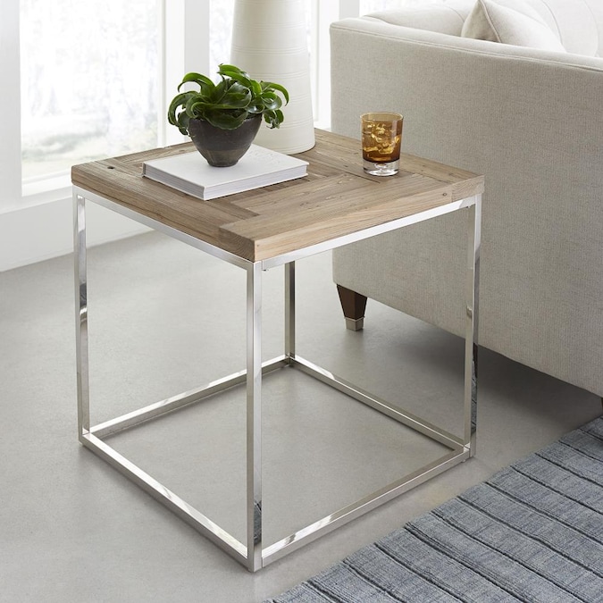 Modus Furniture Ace Reclaimed Fir Wood, Black Gloss Side Table Next