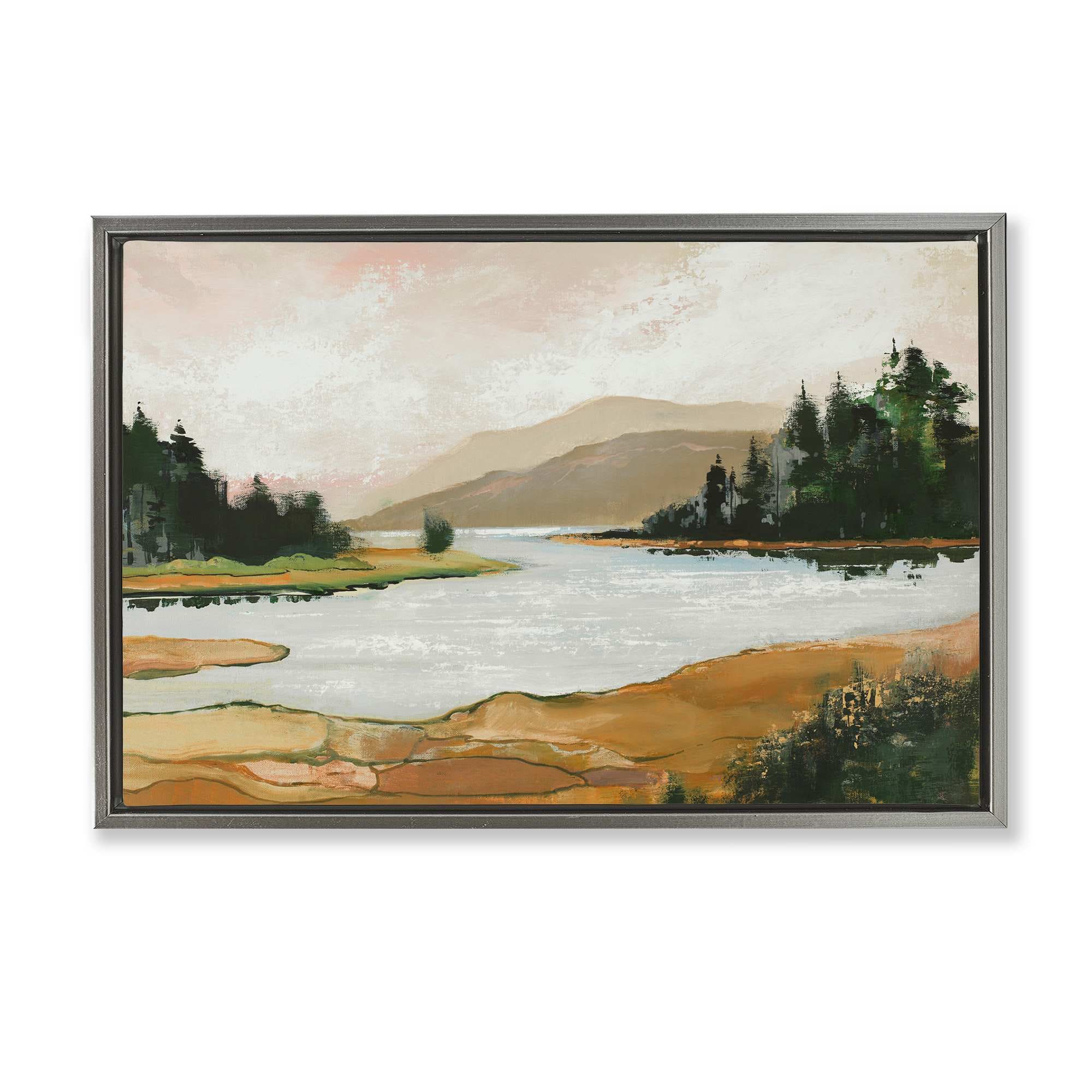 Stupell Industries BS-814-FFL-20X30 Relaxing Valley Lake Gray Framed Floater Canvas Wall Art By Max Maxx 31 x 21
