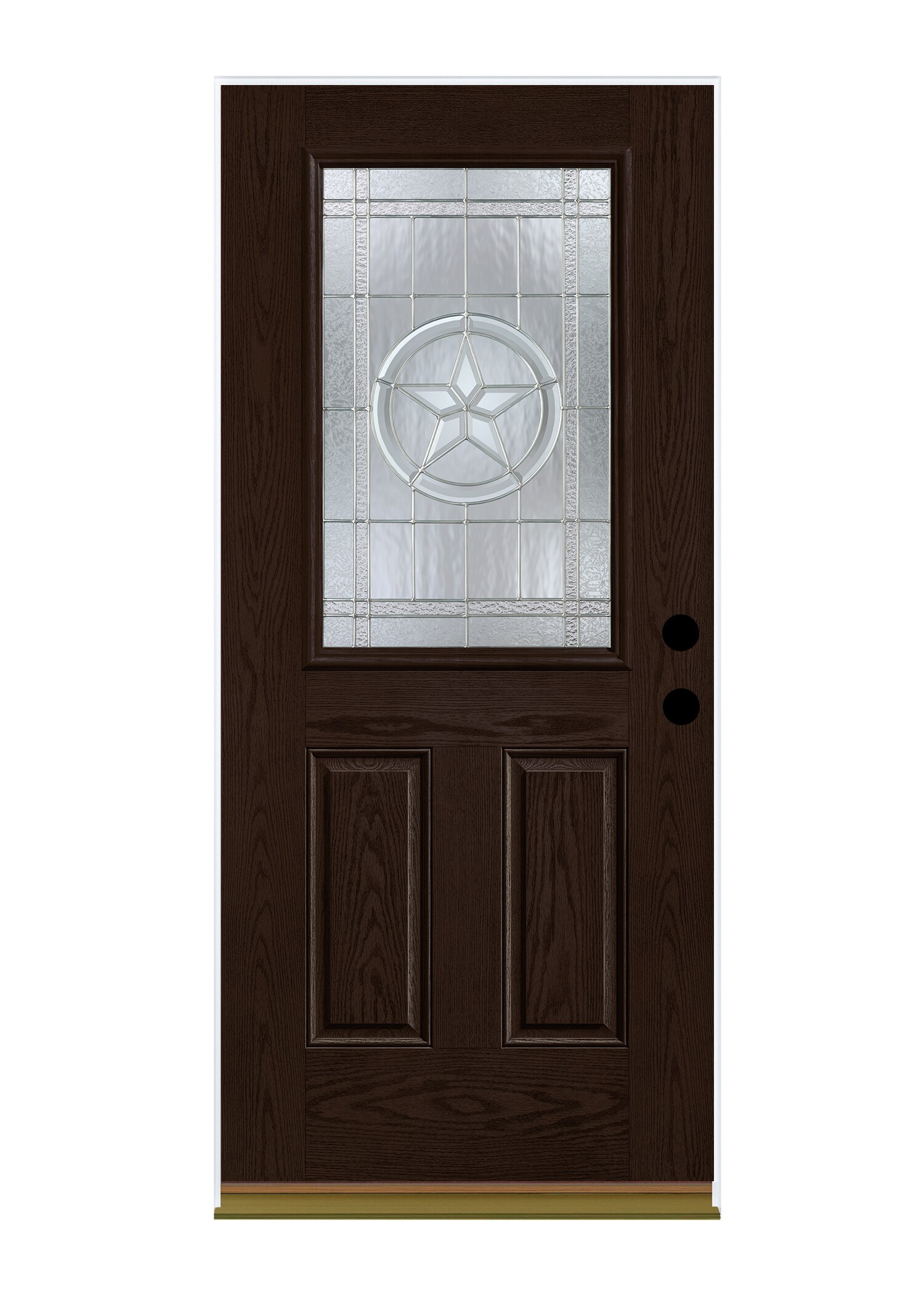 Therma-Tru Benchmark Doors Star 36-in x 80-in Fiberglass Half Lite Left-Hand Inswing Dark Elm Stained Prehung Single Front Door Insulating Core -  TTB638770