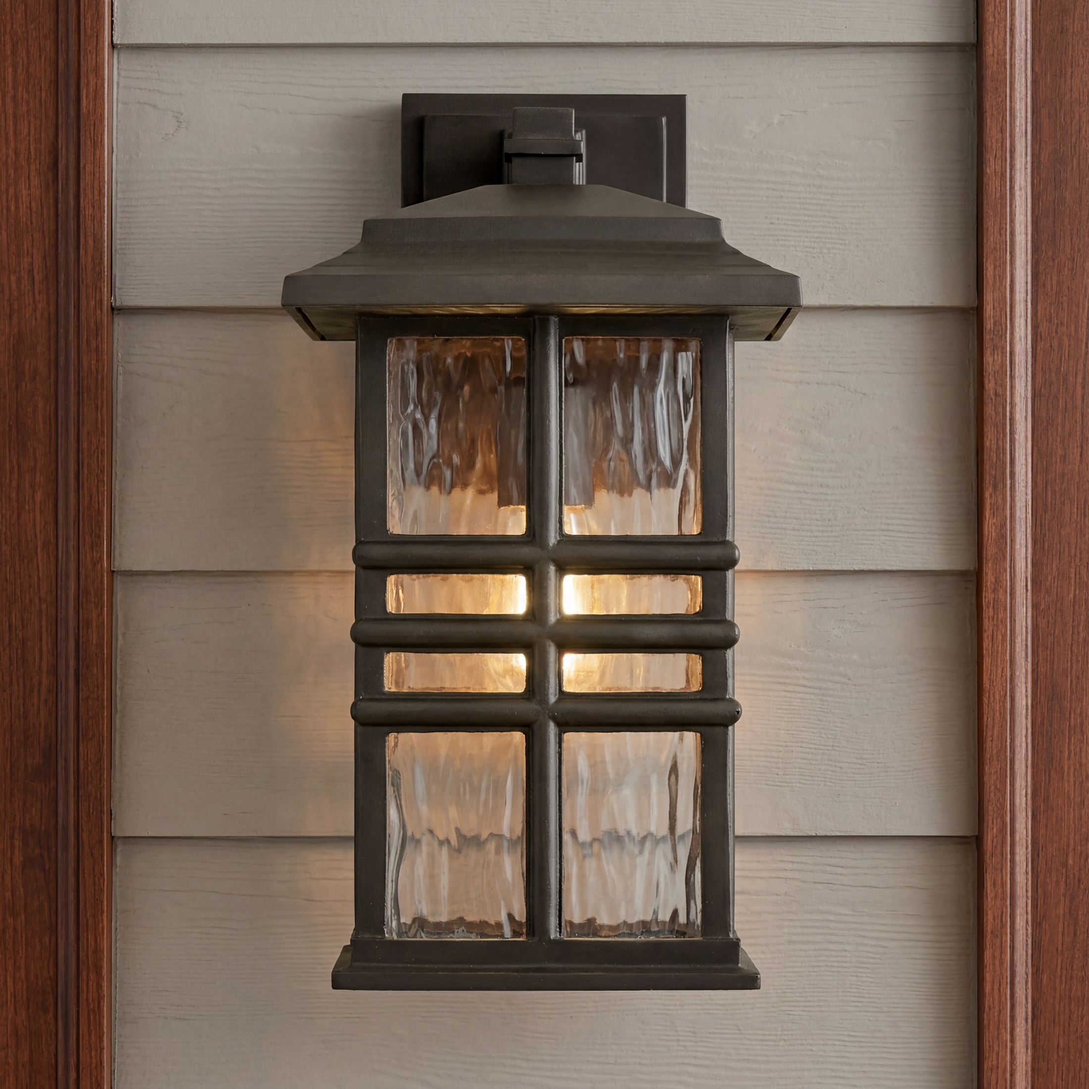 Kichler Beacon Square 1 -Light 14.25-in H Bronze Hardwired Outdoor Wall Light