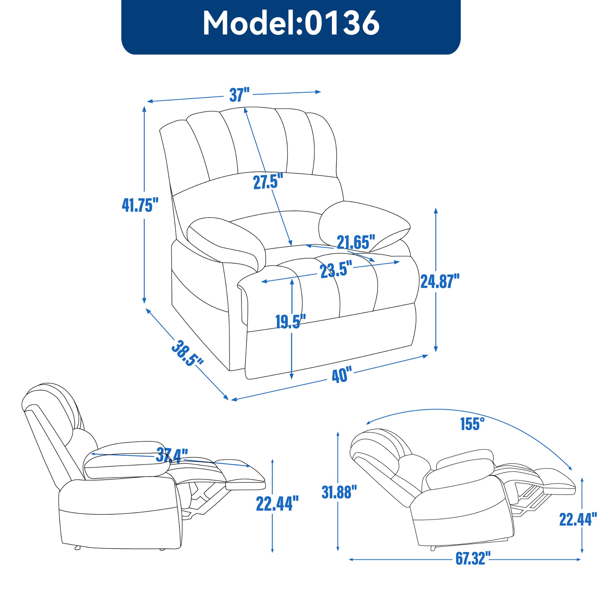 Sumyeg WF-MMER-004 GREY recliners - View #8