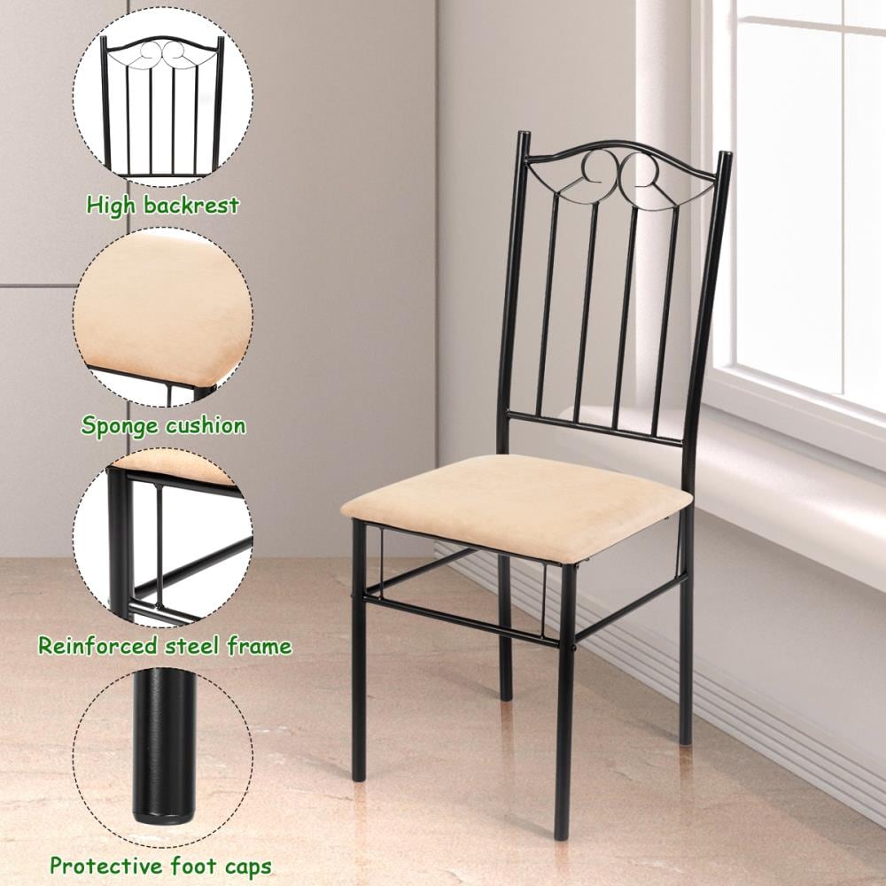 Elegant Hollow-Carved 5-Piece Wood & Metal Dining Set in Wooden Color