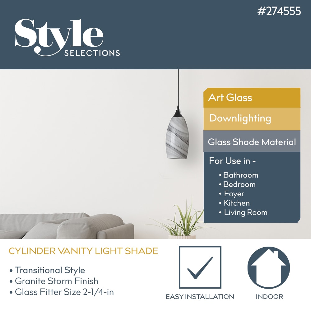 Style Selections 7.88-in x 4.75-in Cylinder Granite Storm Art Glass ...