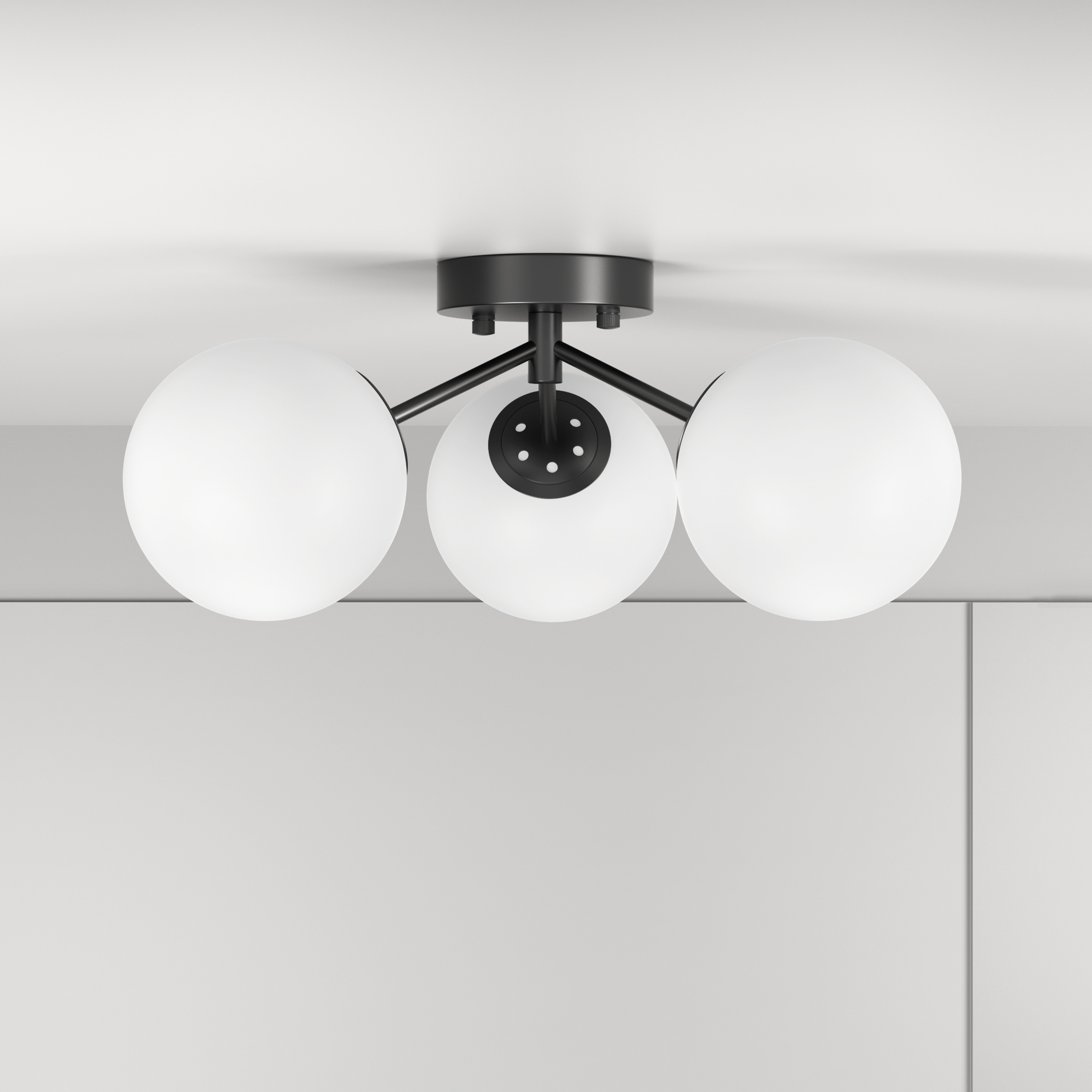 Maxax 19228-3BK Rekeigh 3 -Light 17-in Matte Black Semi Flush Mount Light