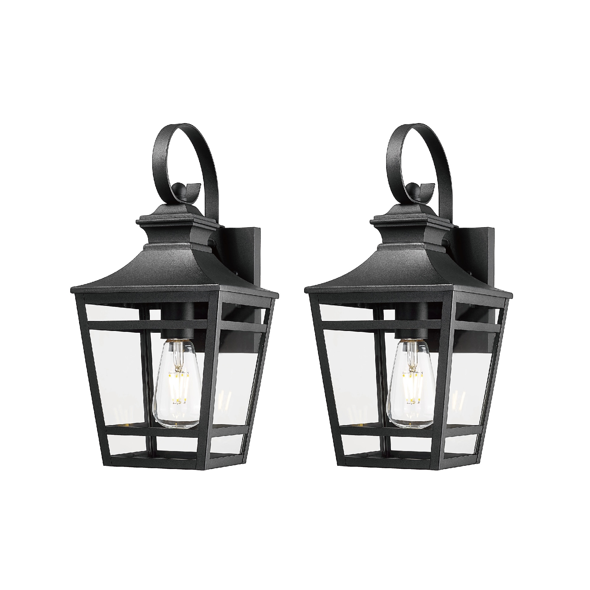 Boho Havens - Large Outdoor Wall Light 16.5in Black Waterproof Sconce Clear Glass for Patio Garag...