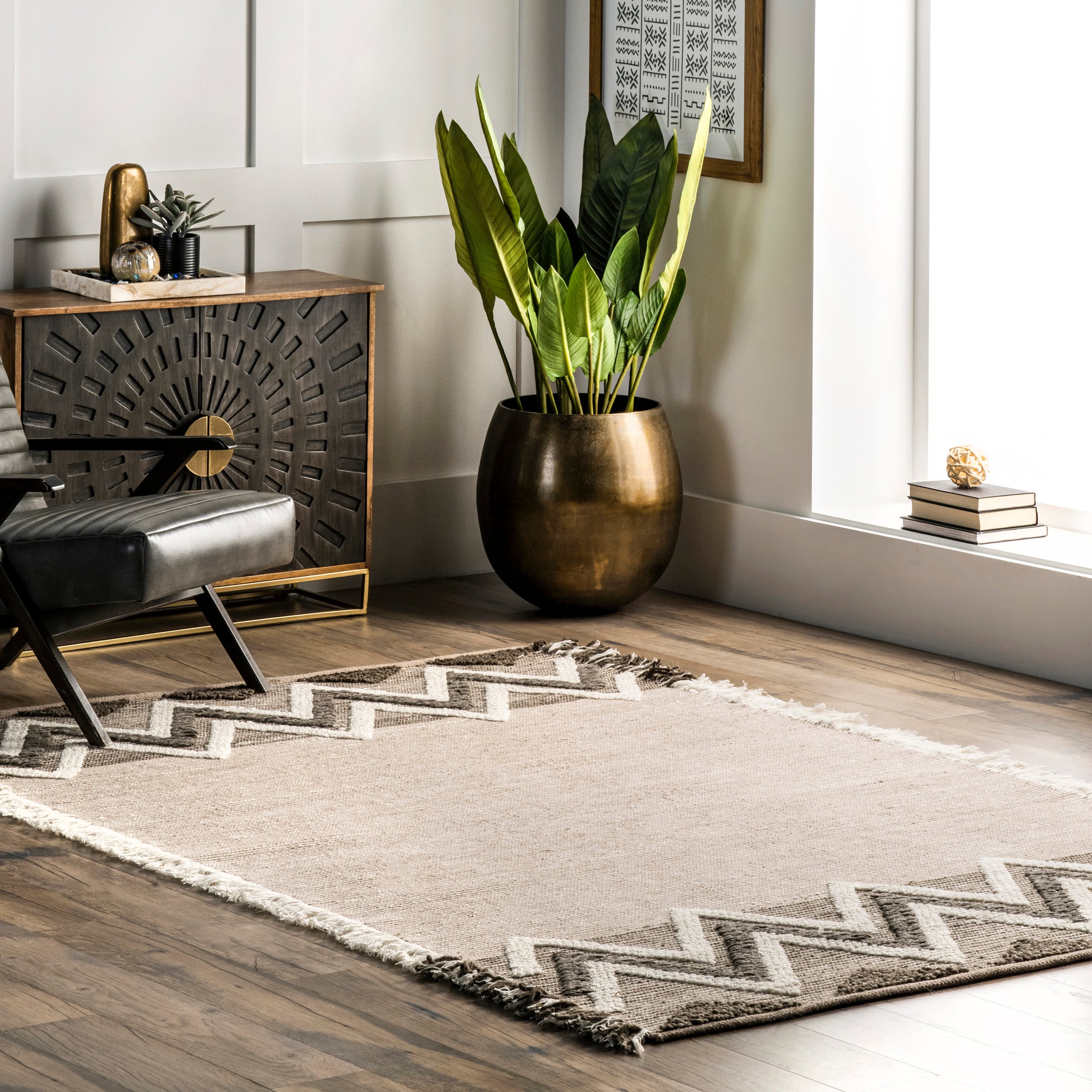 nuLOOM HCBK01A-508 Beatnick II 5 X 8 (ft) Wool Beige Indoor Geometric Area Rug