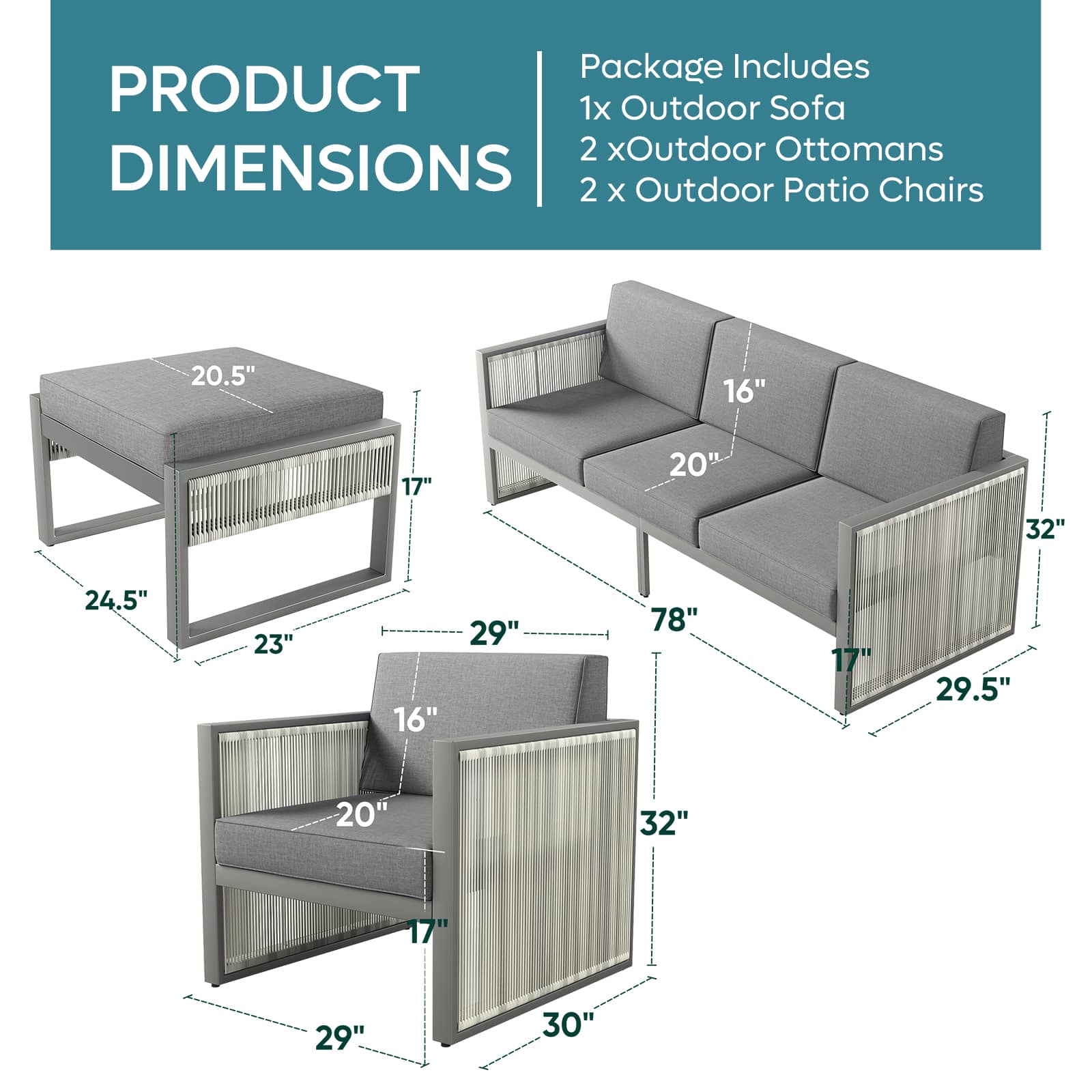 Bestier USLOW-O500319B-LGRY Patio-Conversation-Sets - View #4