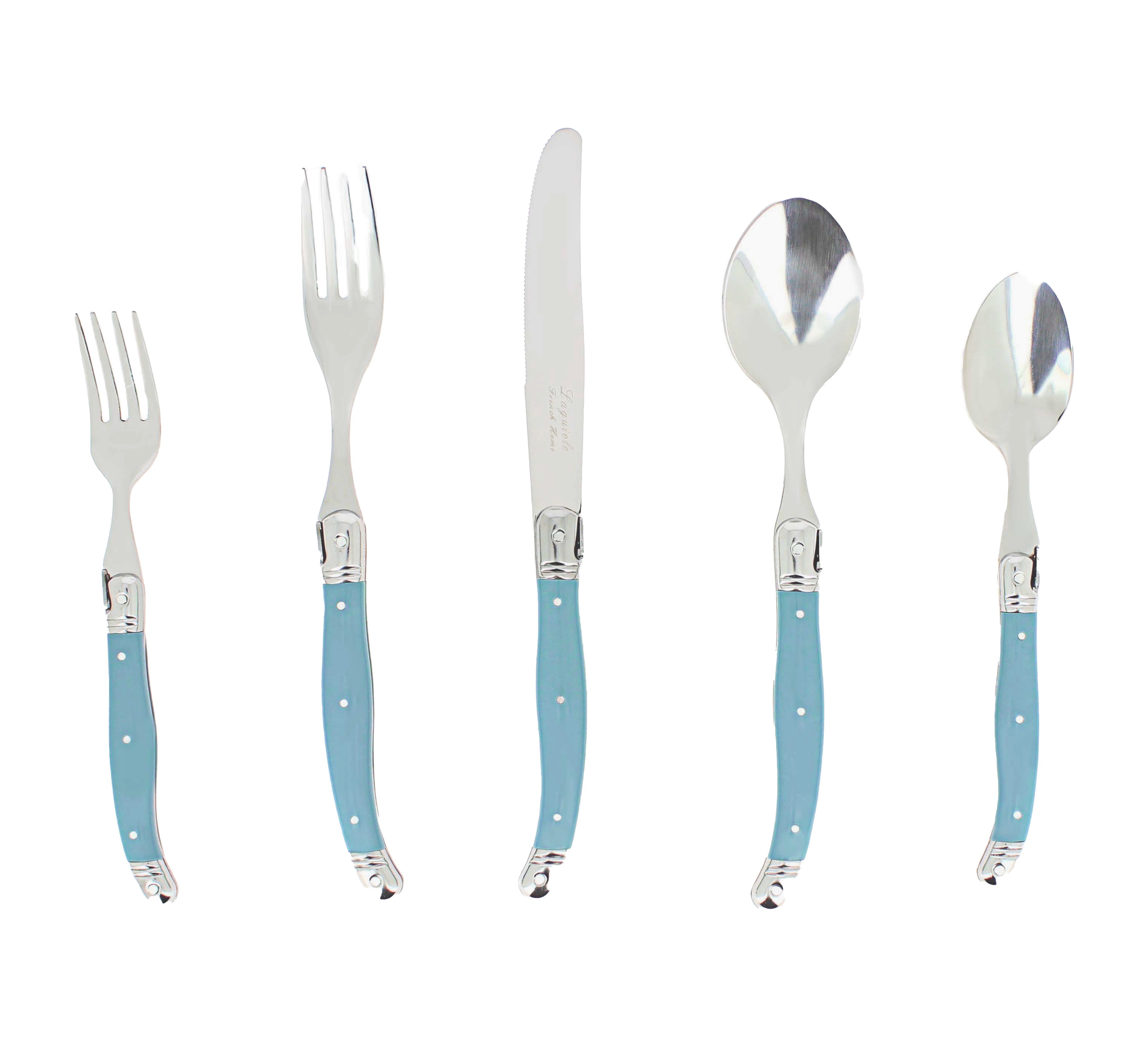 French Home Set of 4 Laguiole Faux Turquoise Steak Knives - Blue