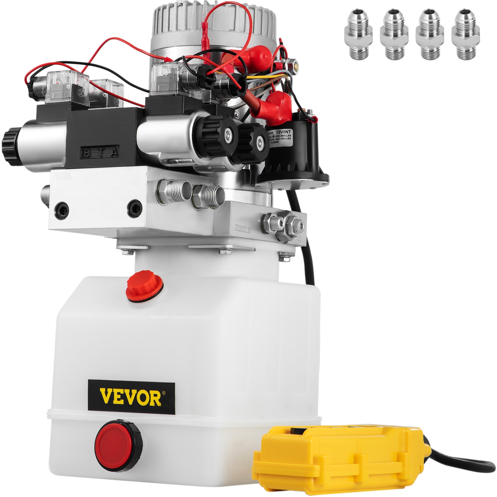 VEVOR CZYYB4.5LZZ004234V0 Hydraulic Pump Double Acting Hydraulic Power Unit Double Solenoid Hydraulic Power Pack 12V Dc Hydraulic Power Pump with 4.5Liter Reservoir For Dump Trailer Car Lifting
